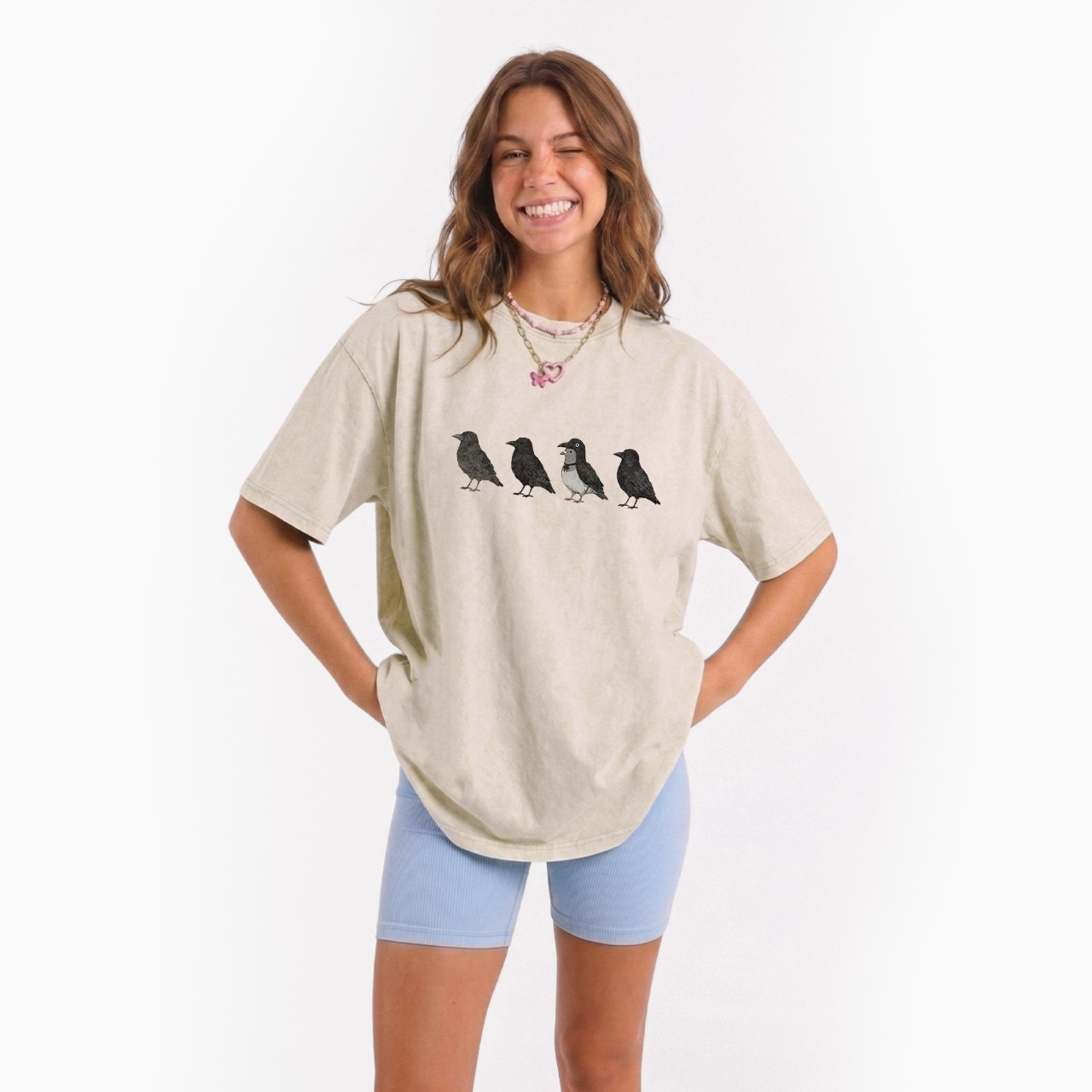 Funny Crow Pigeon Halloween Washed Tees