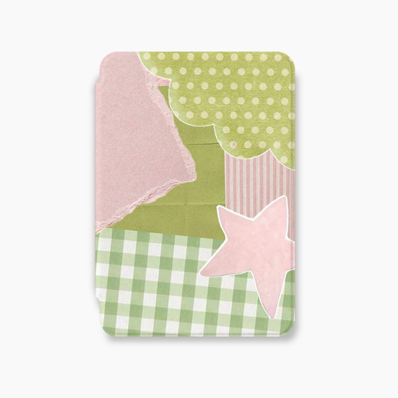 Soft Pink Green Gingham Kindle Case