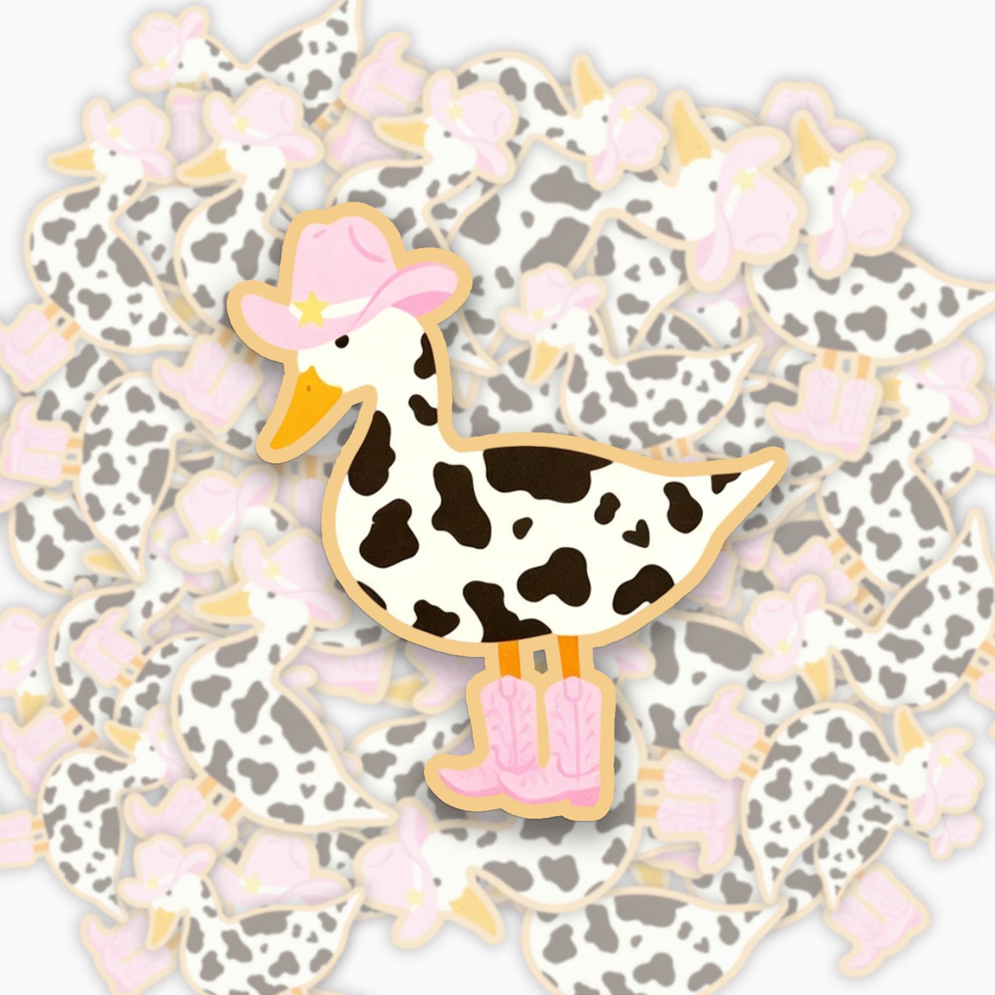 Pink Cowgirl Duck Sticker Jellypine