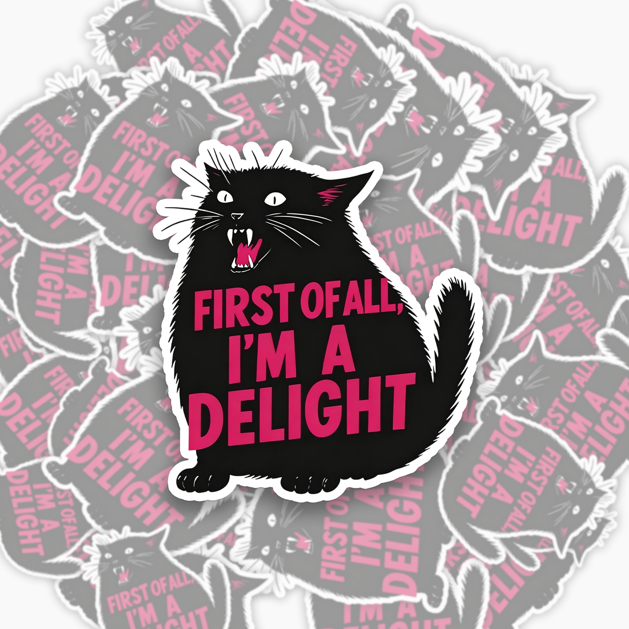 First Of All I'm A Delight Black Cat Sticker Jellypine