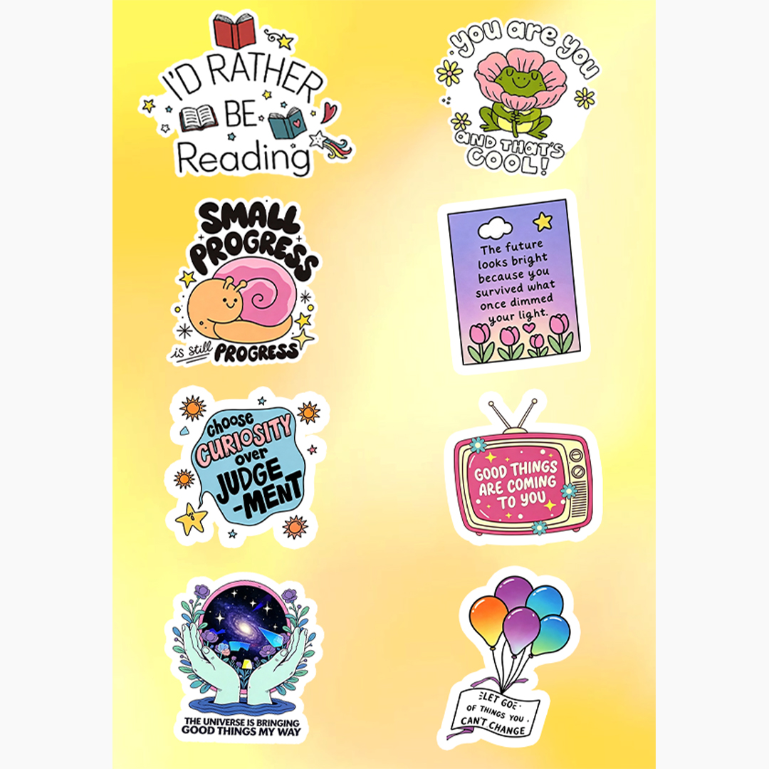 Jellypine Positive Quote Sticker Of 8