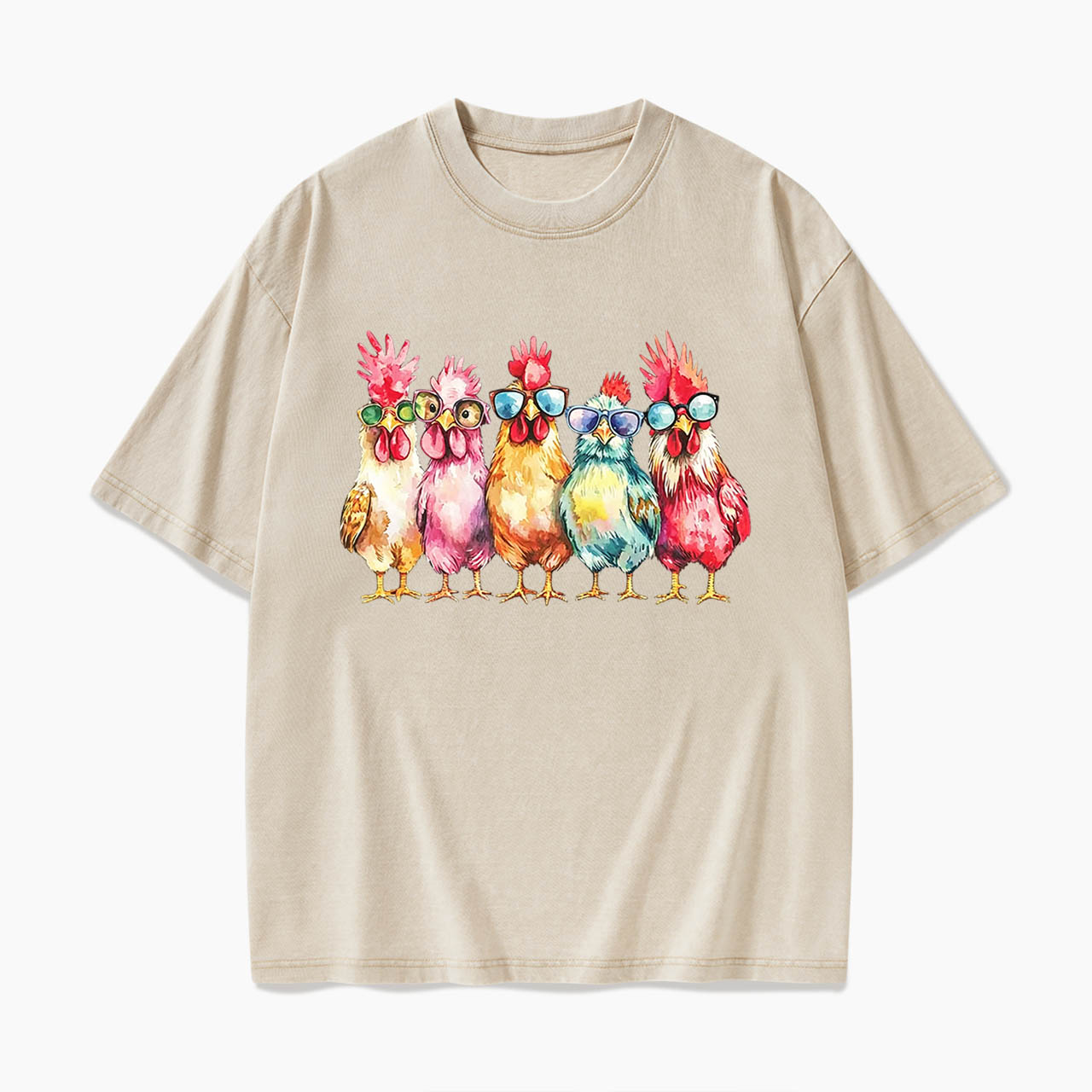Funny Farmer Chicken Washed Tees