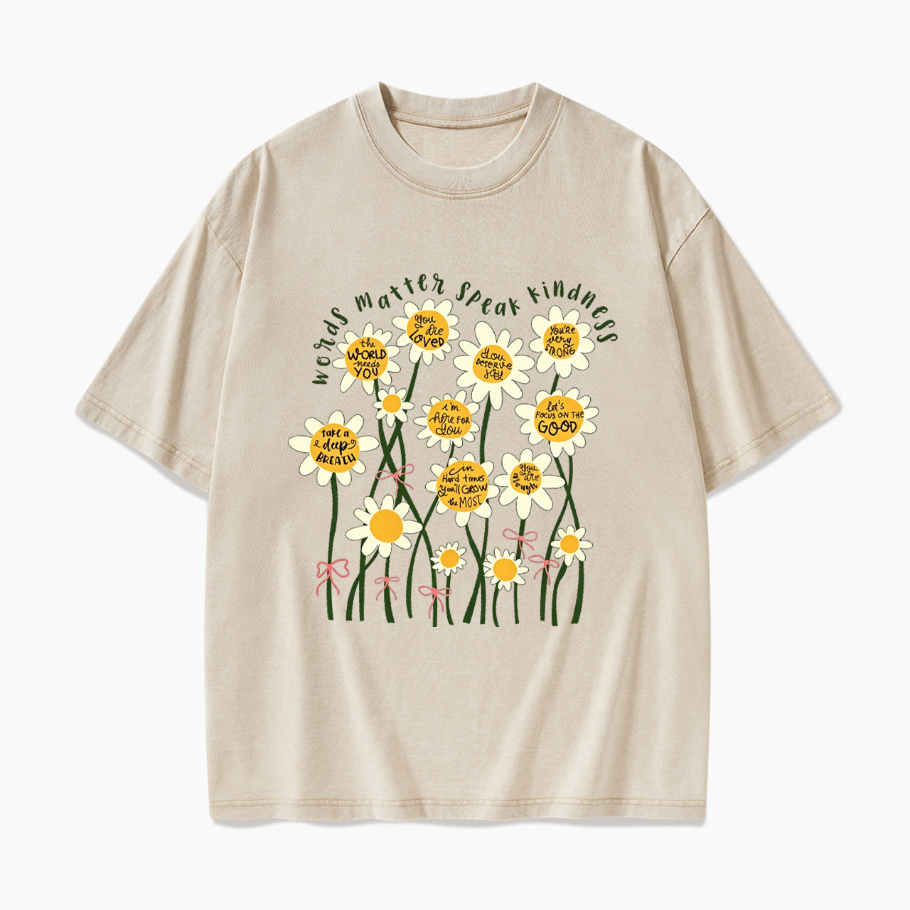 Daisy Flower Motivation Saying Washed Tees