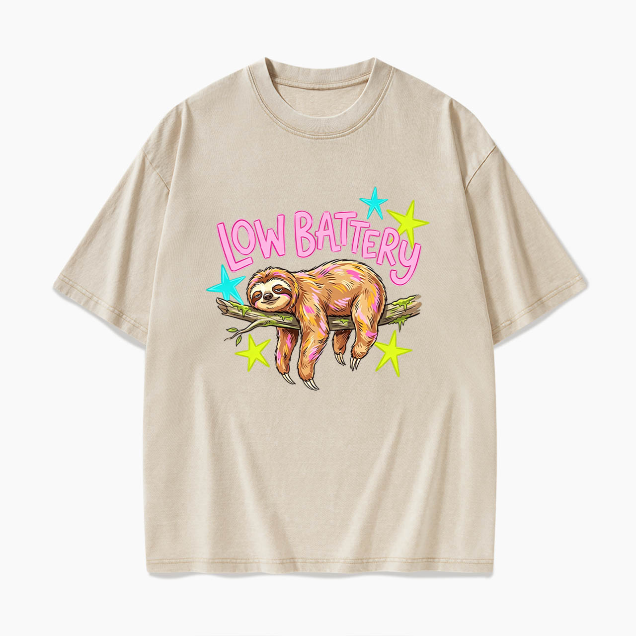 Low Battery Sloth Washed Tees