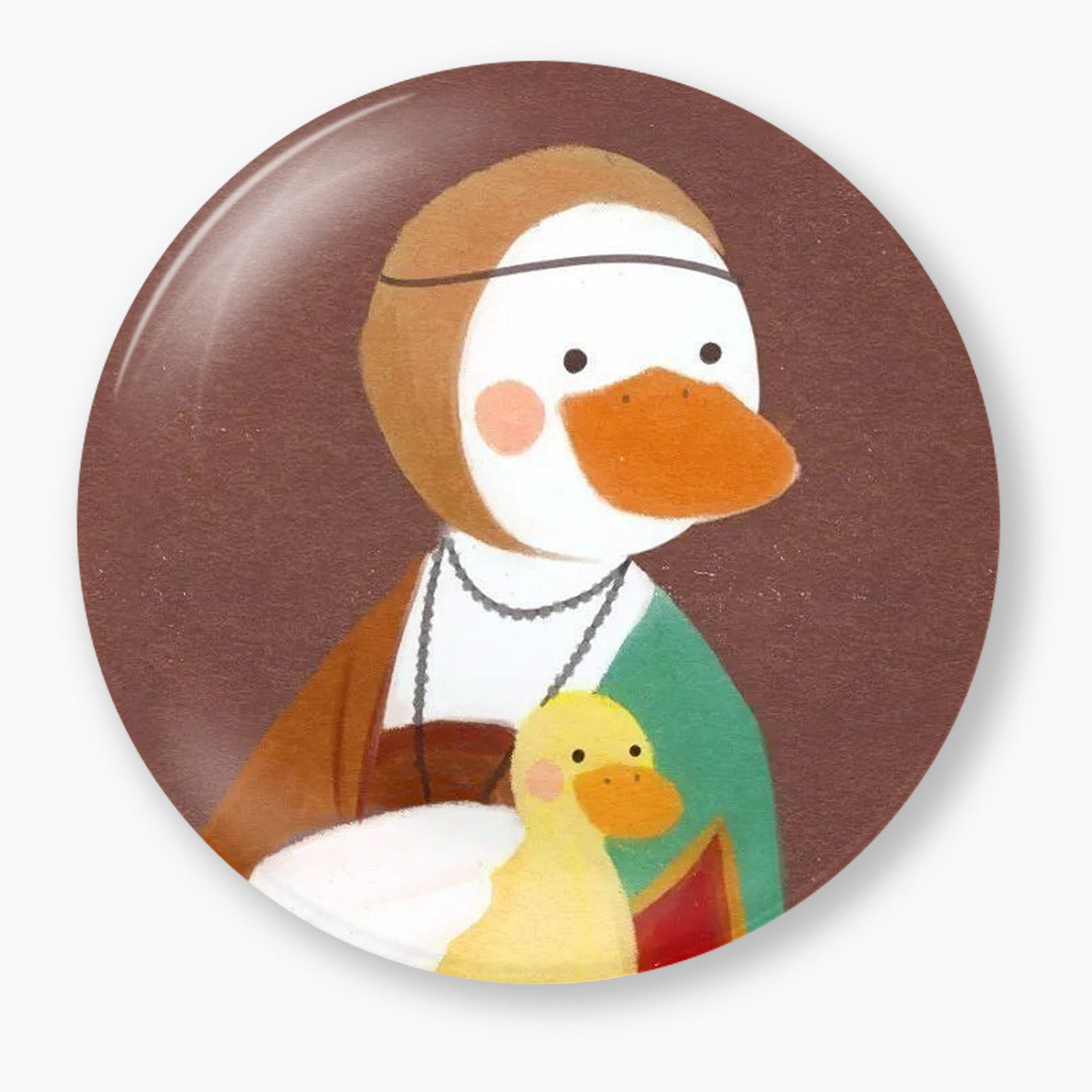 Quirky Duck Family Portrait Pin Badge