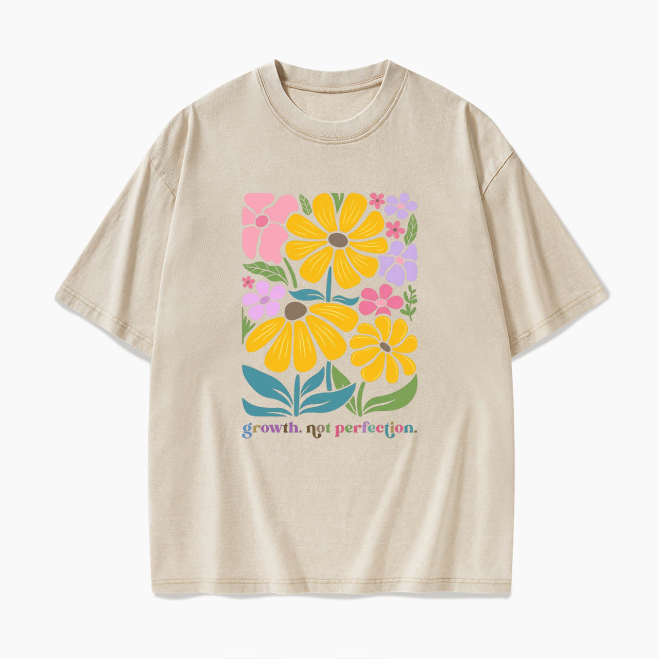Growth Not Perfection Floral Washed Tees