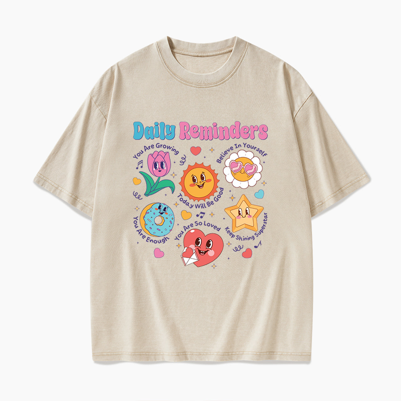 Daily Reminders Motivational Kindness Washed Tees