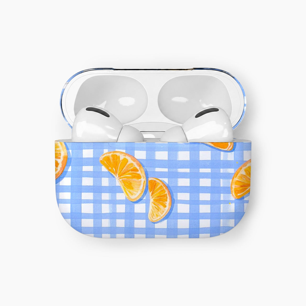 Blue Gingham Citrus Day Earphone Case