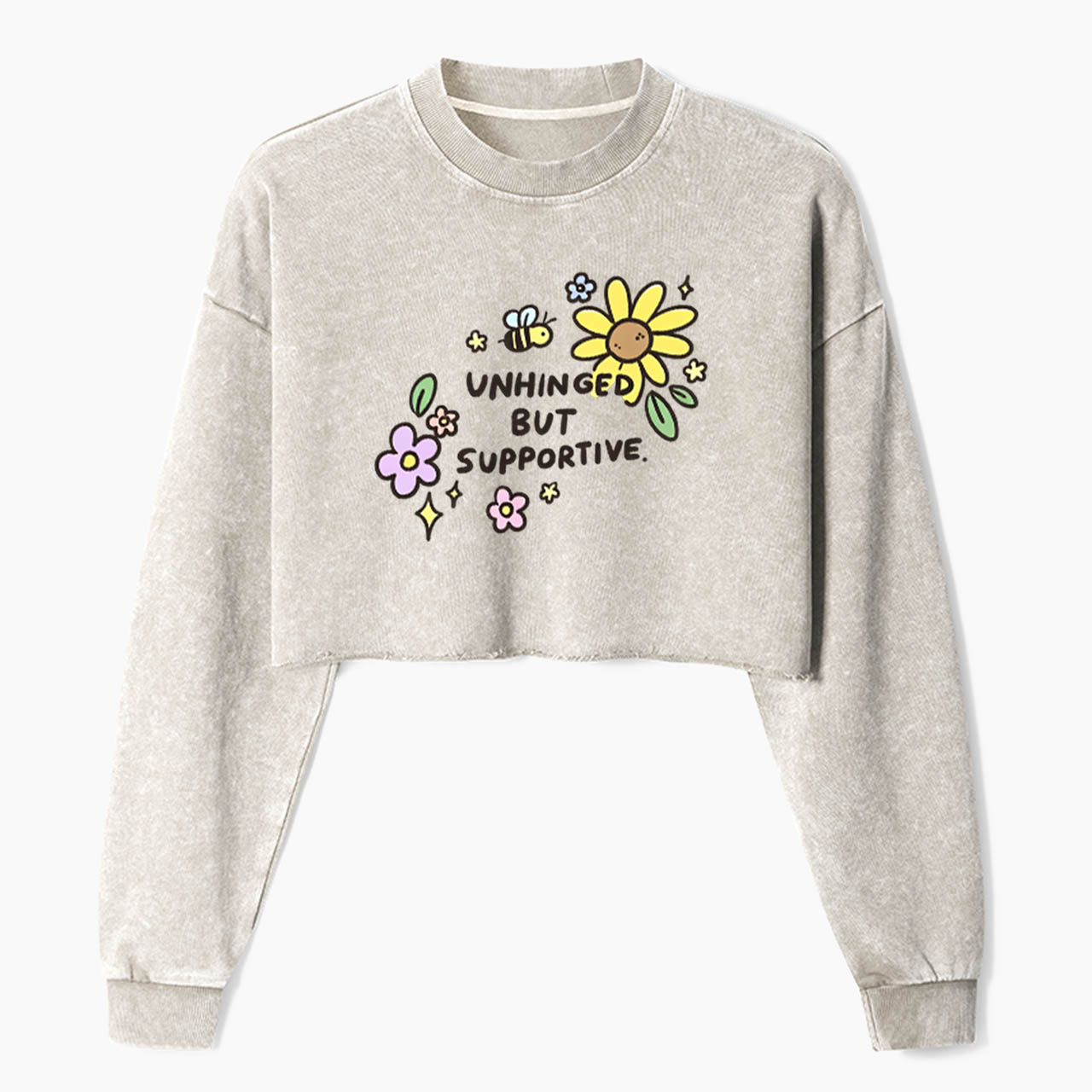 Unhinged But Supportive Crop Washed Sweatshirts