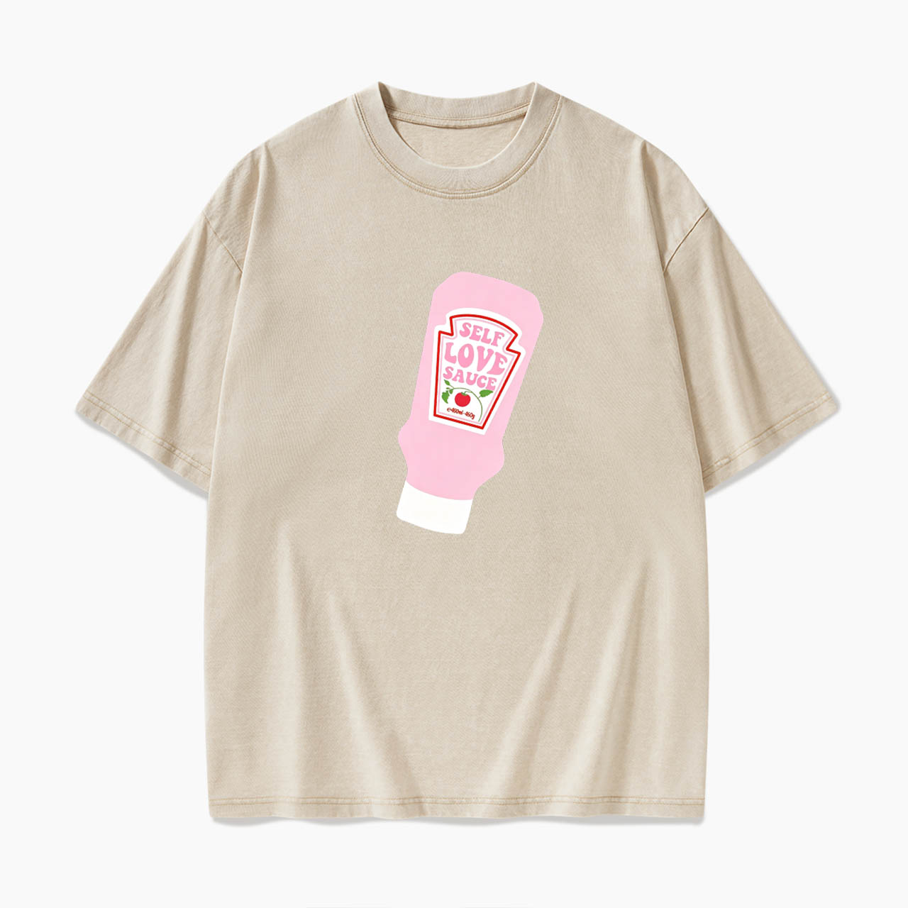 Pink Self Love Sauce Bottle Washed Tees