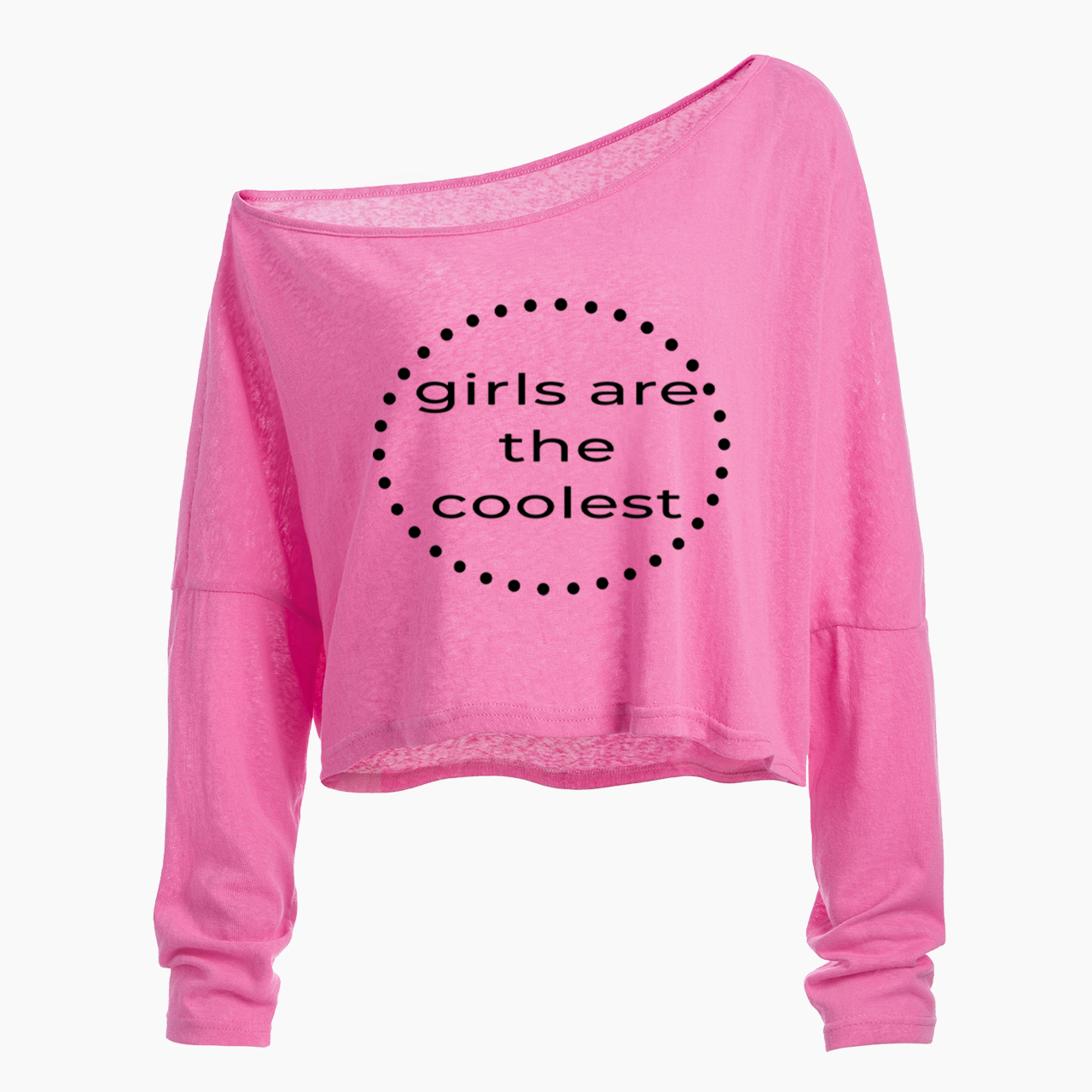 Girls are the Coolest Off Shoulder Long Sleeve Crop Top