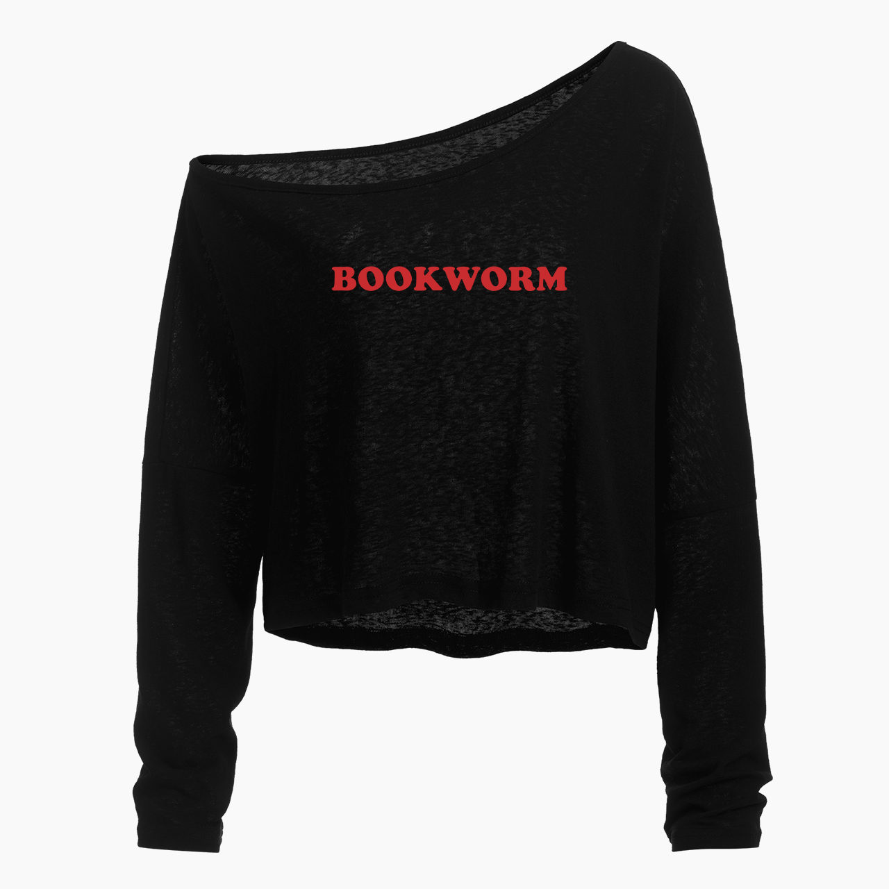 Bookworm Off Shoulder Long Sleeve Crop Top