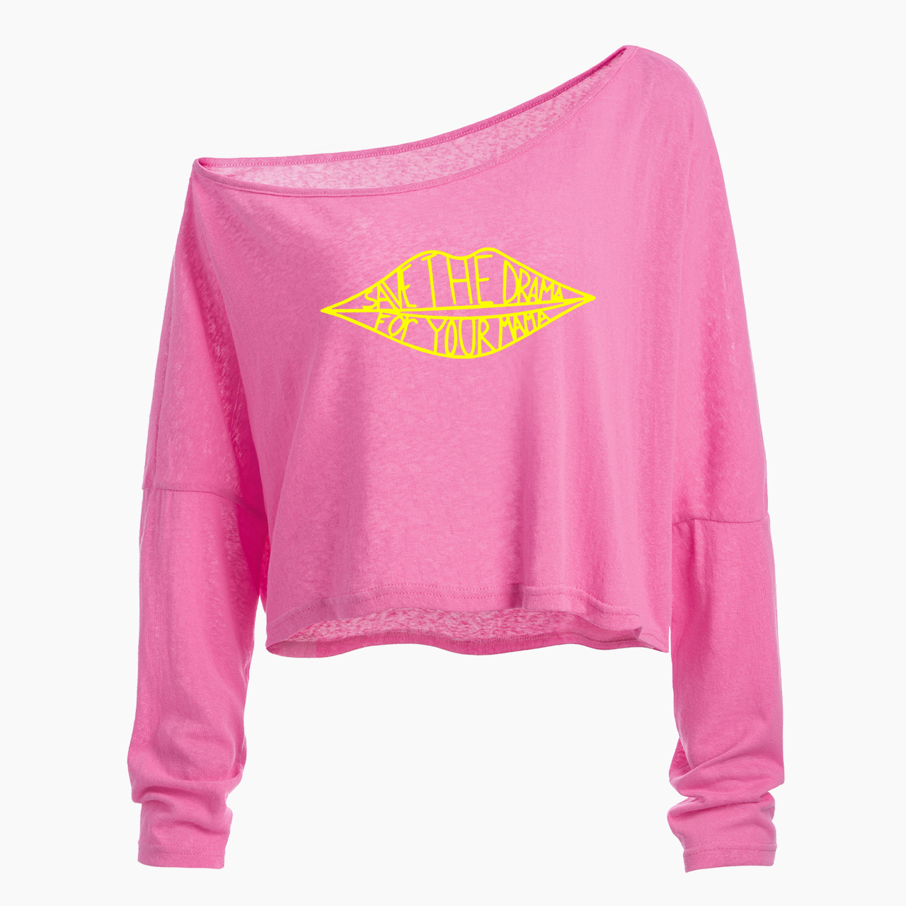 Save the Drama for Your Mama Off Shoulder Long Sleeve Crop Top