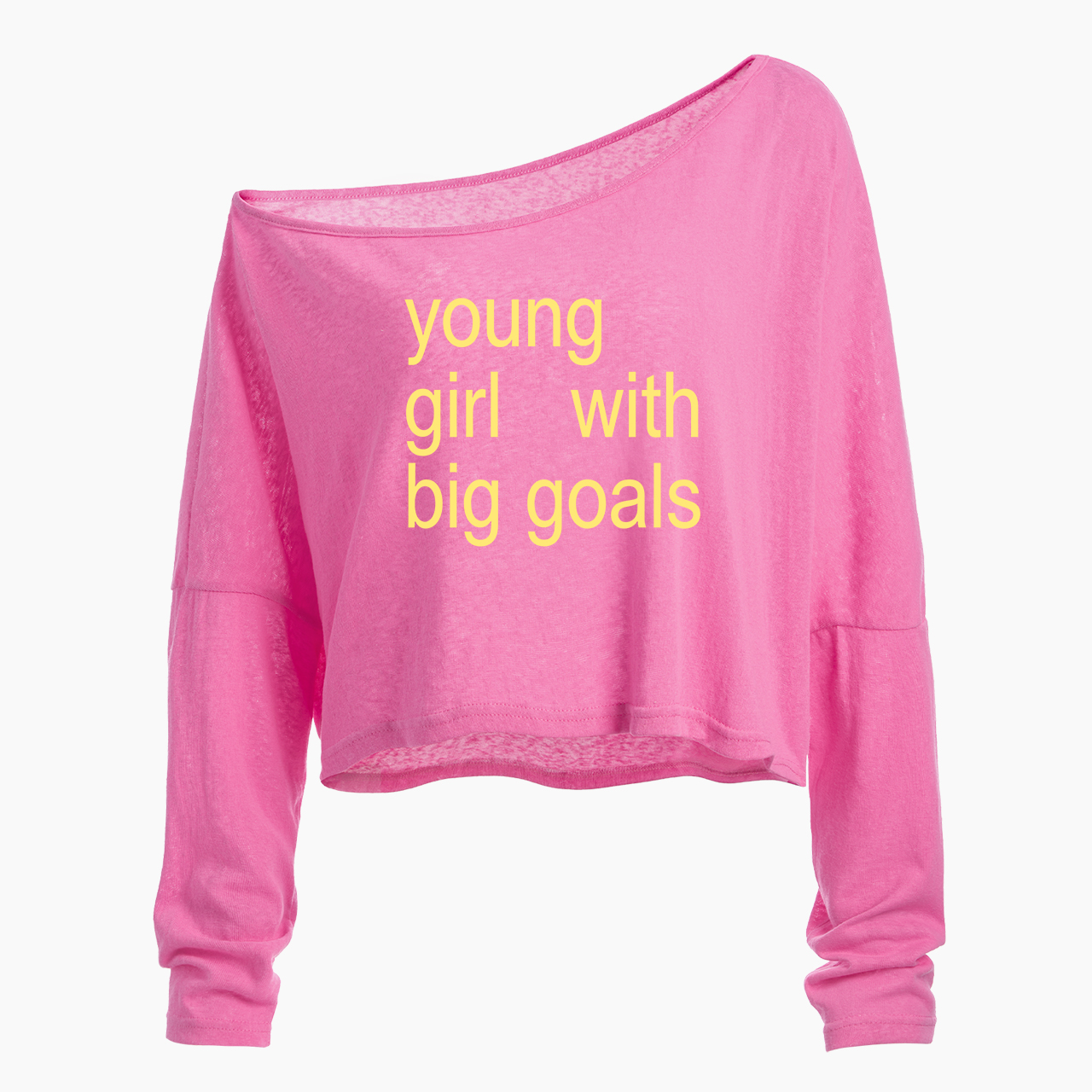 Young Girl With Big Goals Off Shoulder Long Sleeve Crop Top