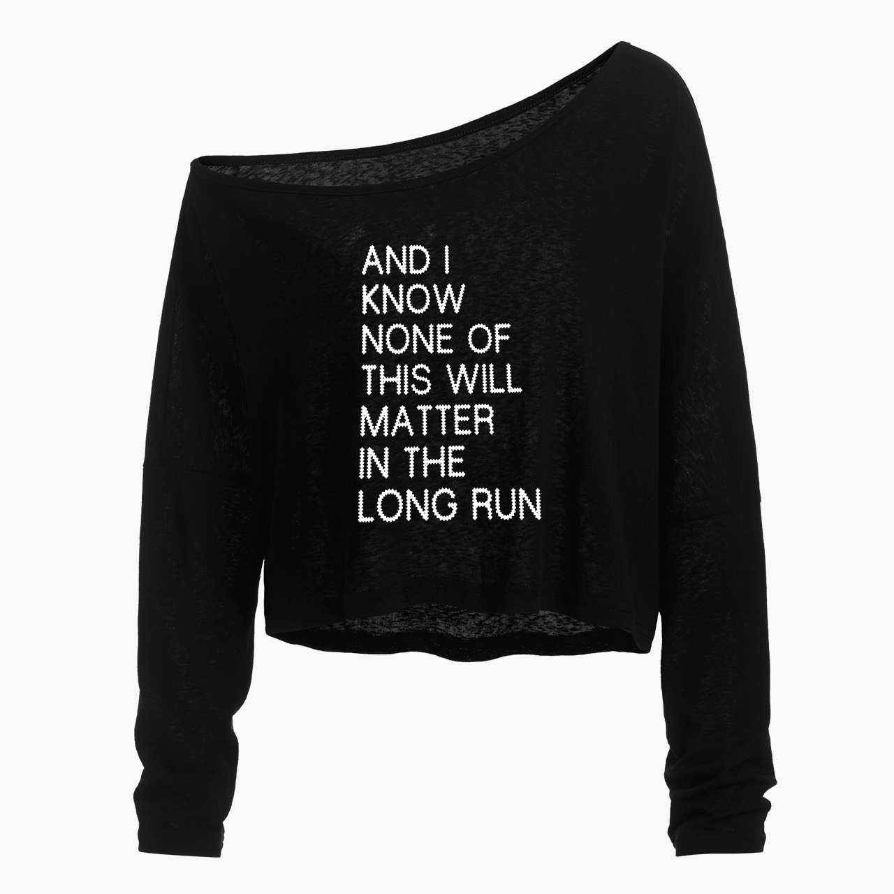I want Love me Lyrics Off Shoulder Long Sleeve Crop Top