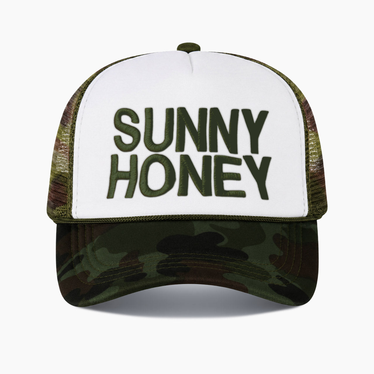 Embroidered Sunny Honey Colorblock Trucker Hat