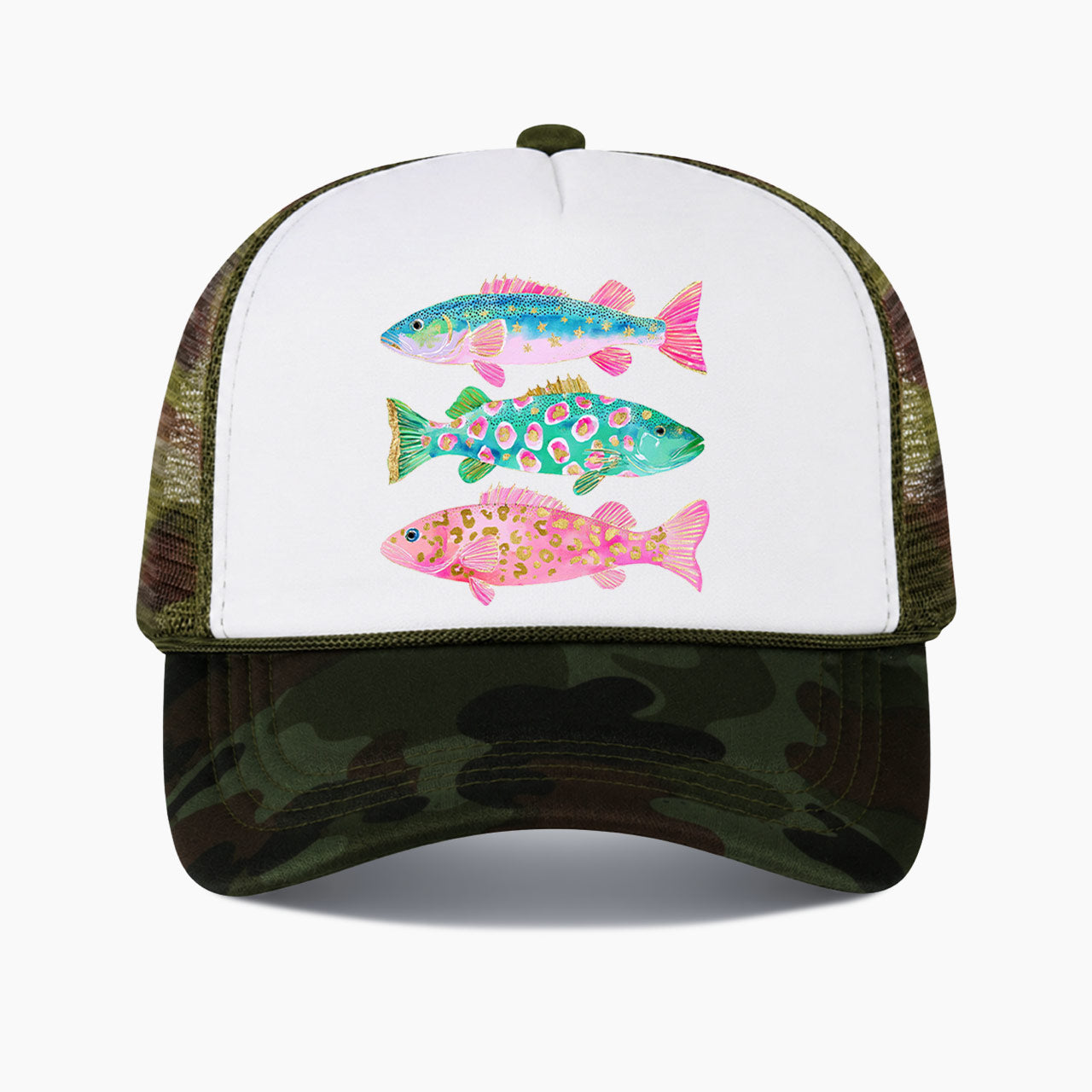 Colorful Fish Colorblock Trucker Hat
