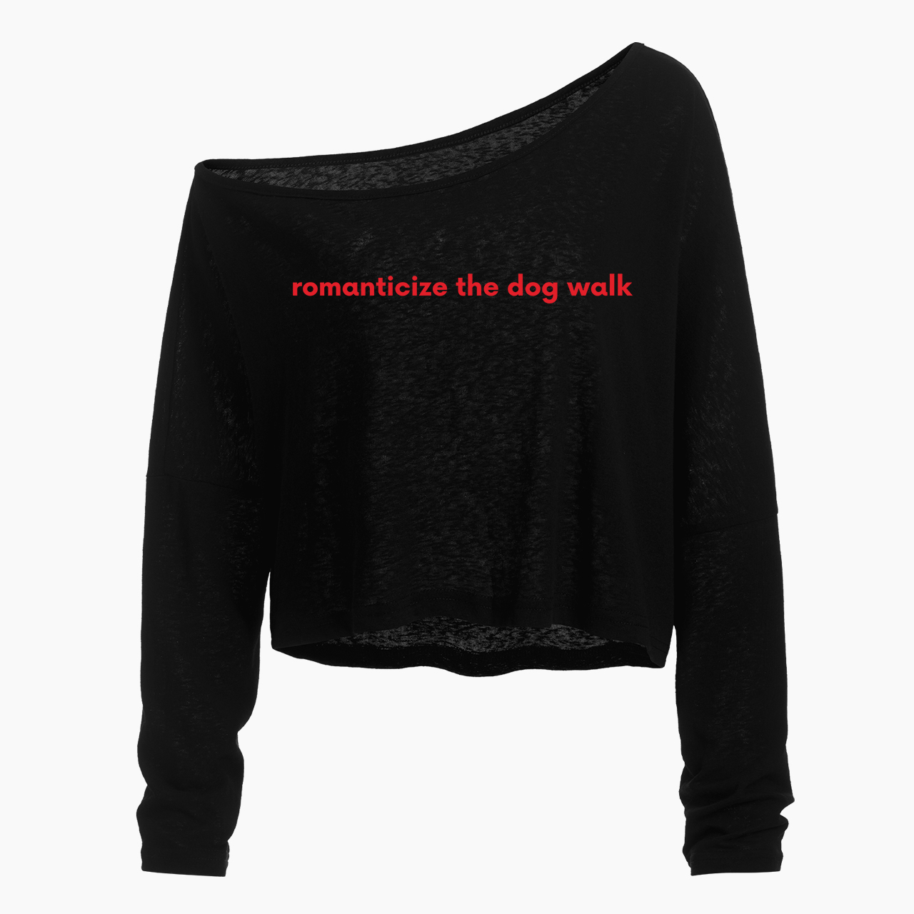 Romanticize The Dog Walk Off Shoulder Long Sleeve Crop Top