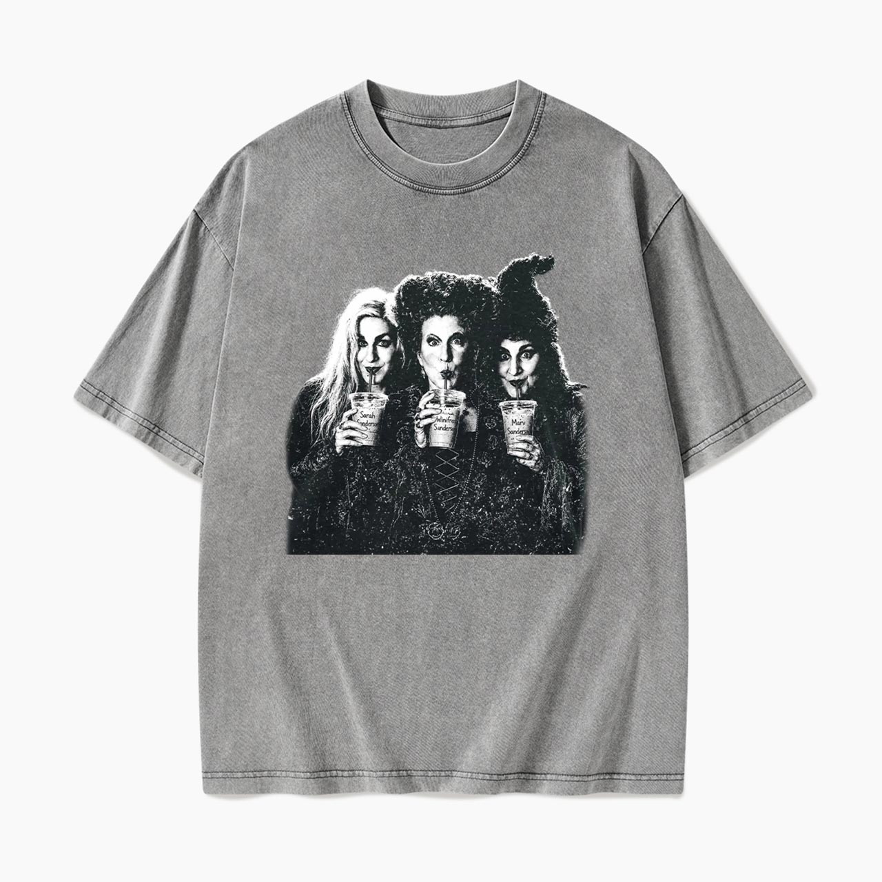 Iced Coffee Horror Movie Halloween Washed Tees