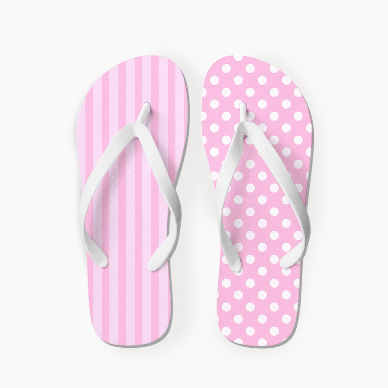 Pink Polka Stripe Flip Flops