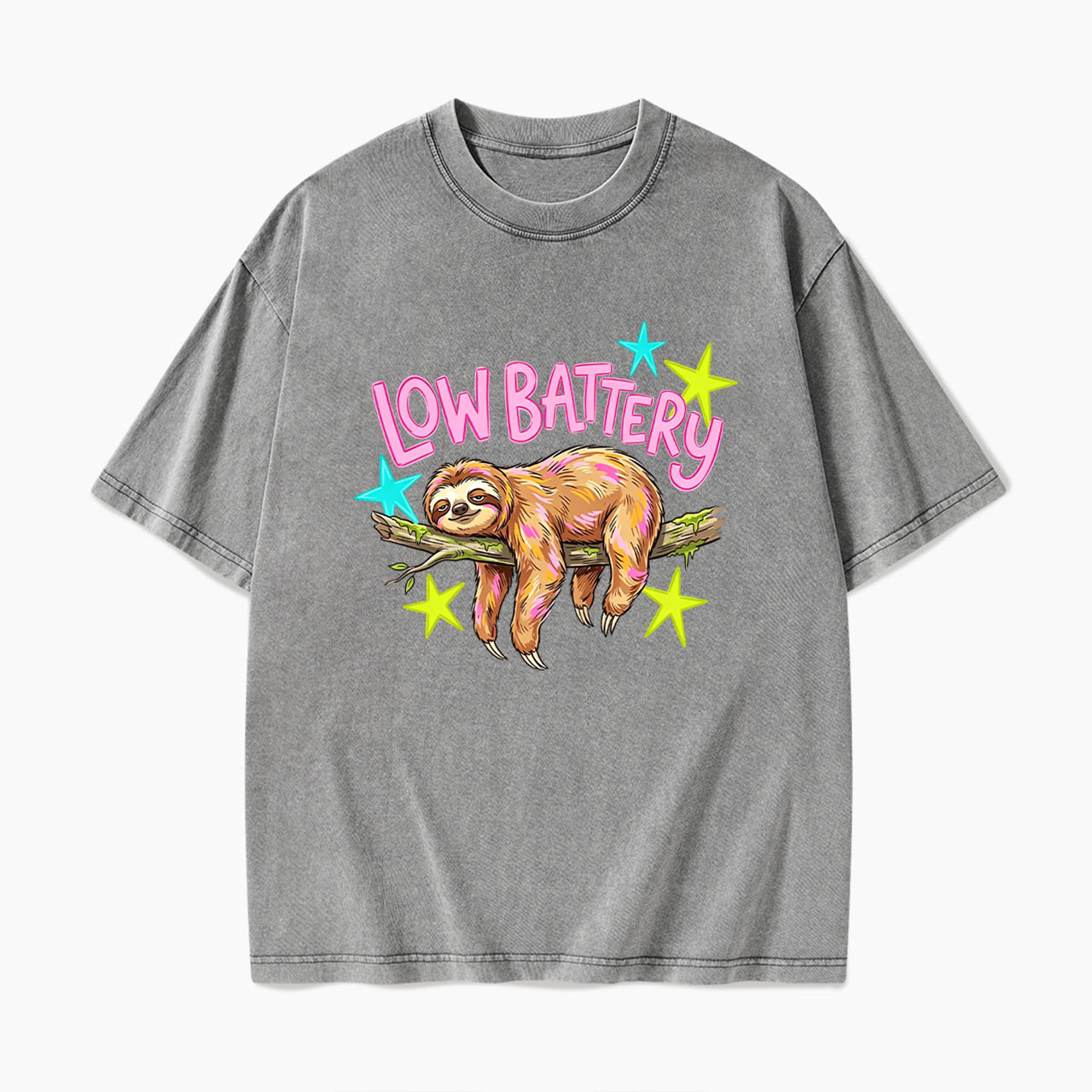 Low Battery Sloth Washed Tees