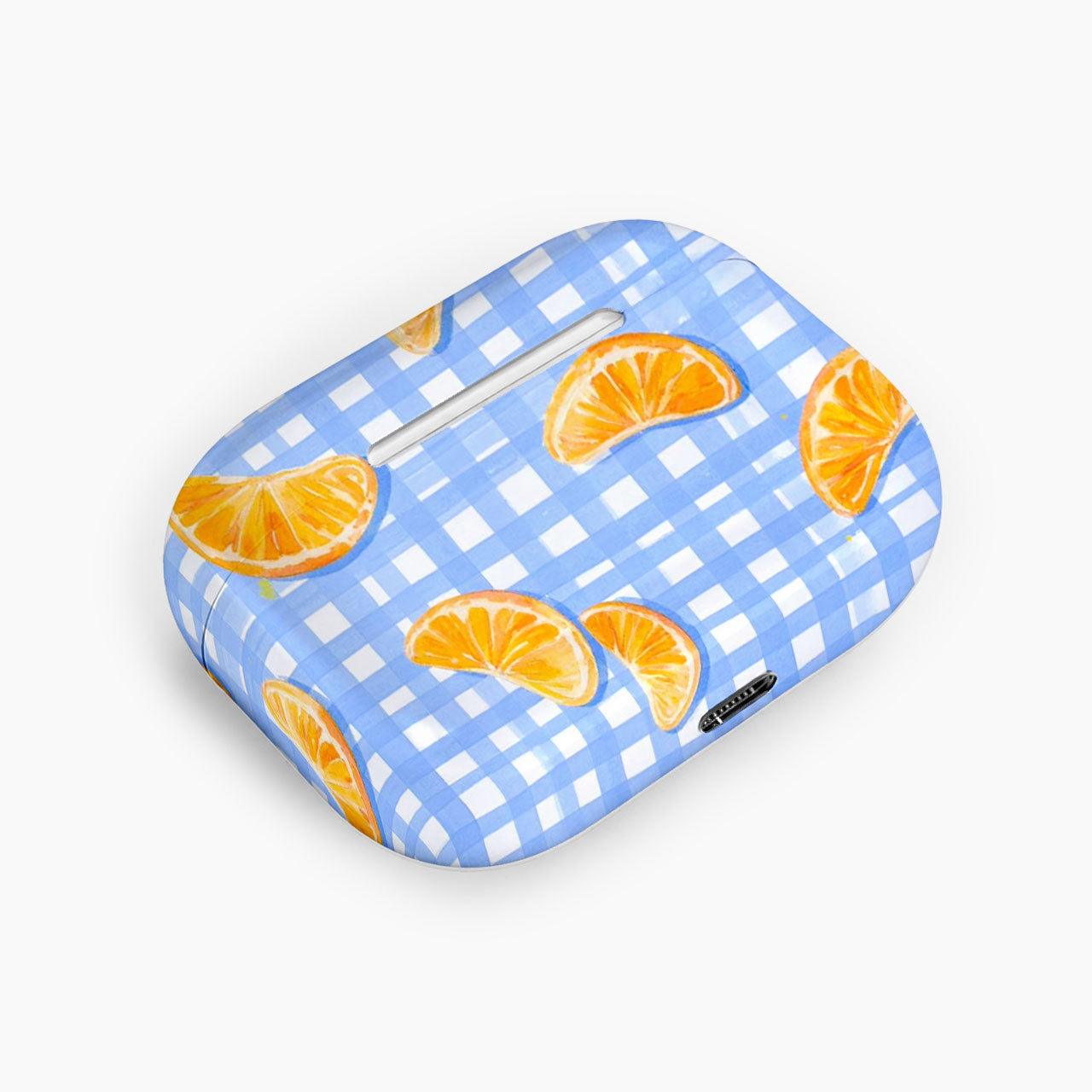 Blue Gingham Citrus Day Earphone Case