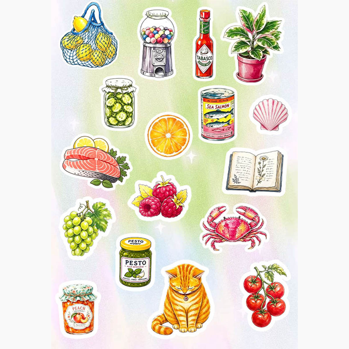 Jellypine Vintage Food Flora Sticker Of 17