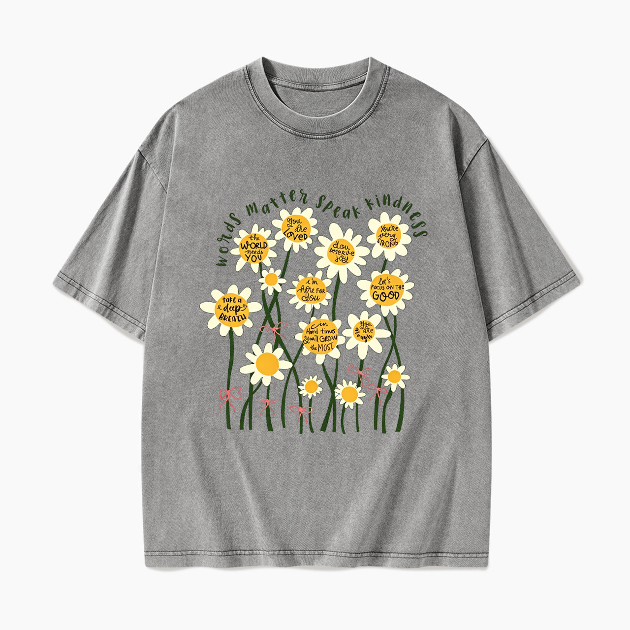 Daisy Flower Motivation Saying Washed Tees