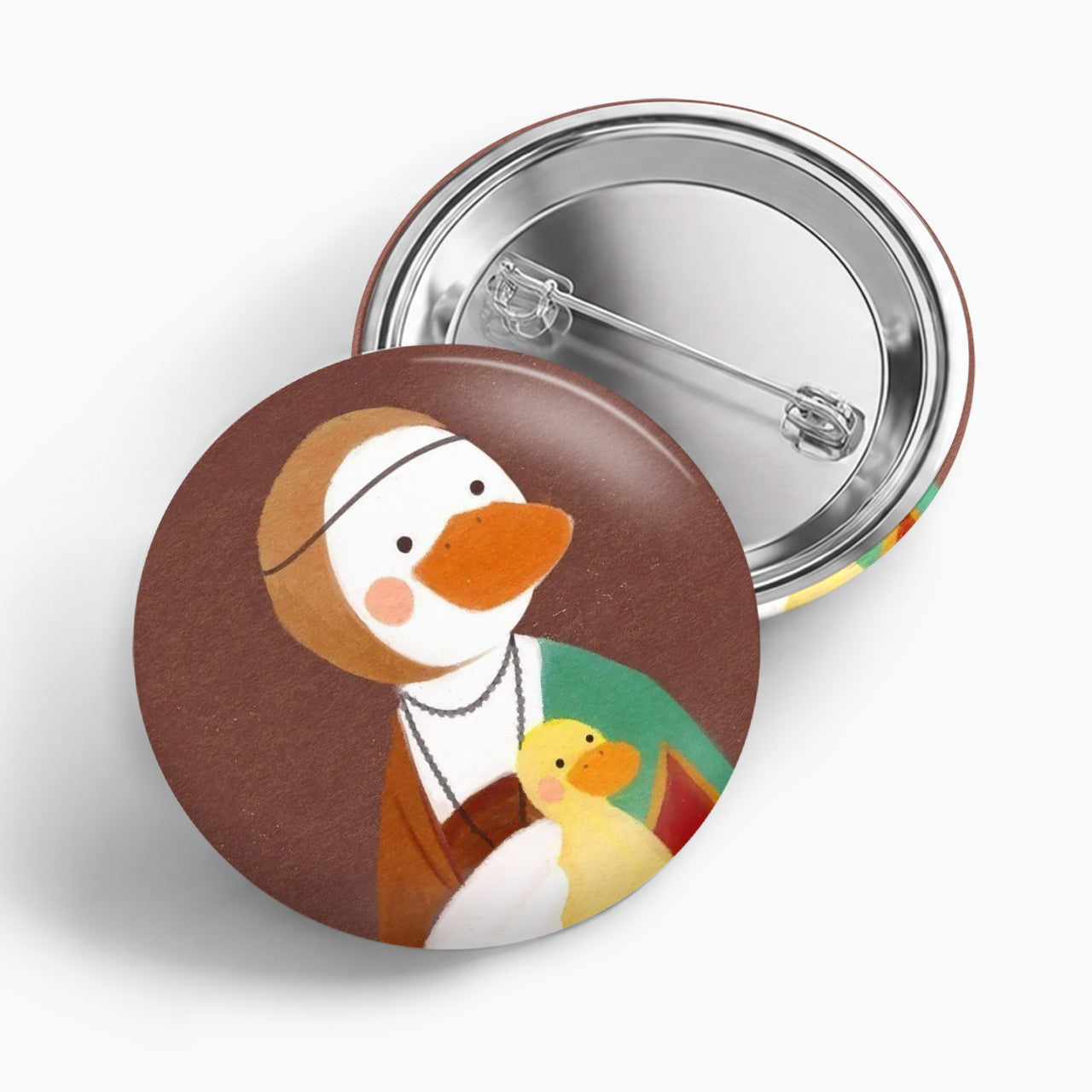 Quirky Duck Family Portrait Pin Badge