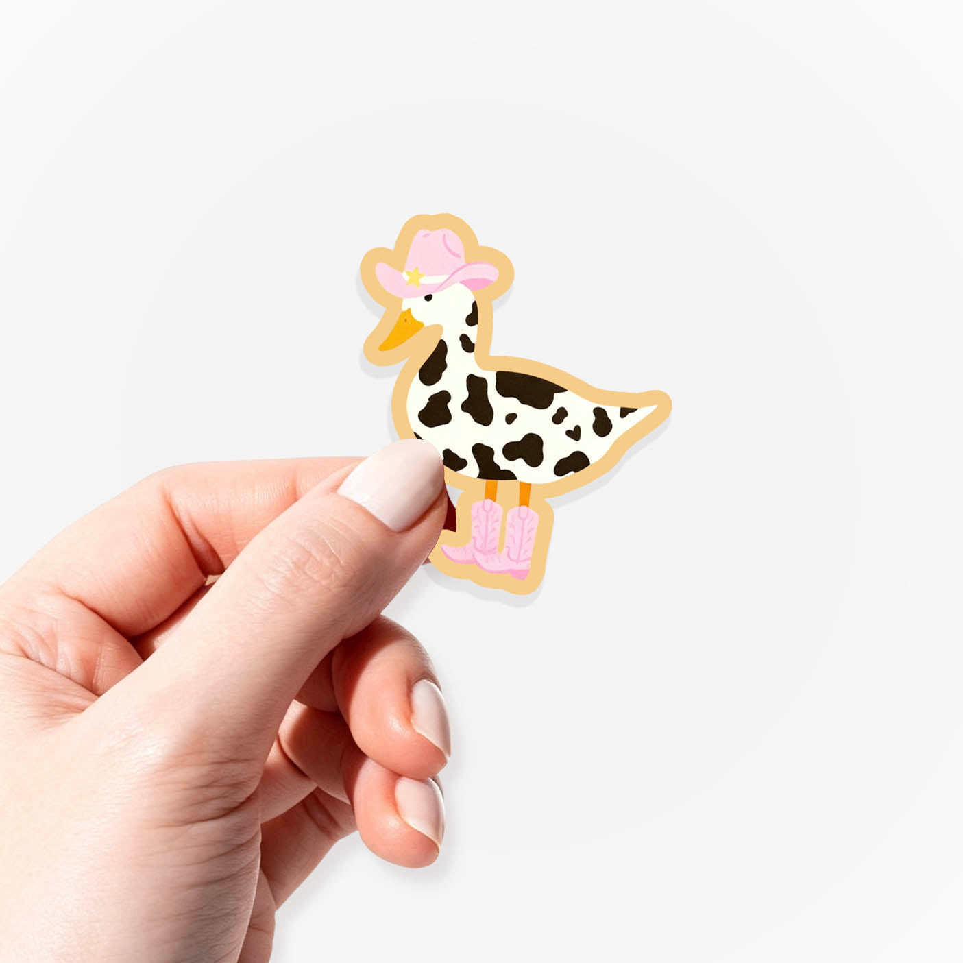 Pink Cowgirl Duck Sticker Jellypine