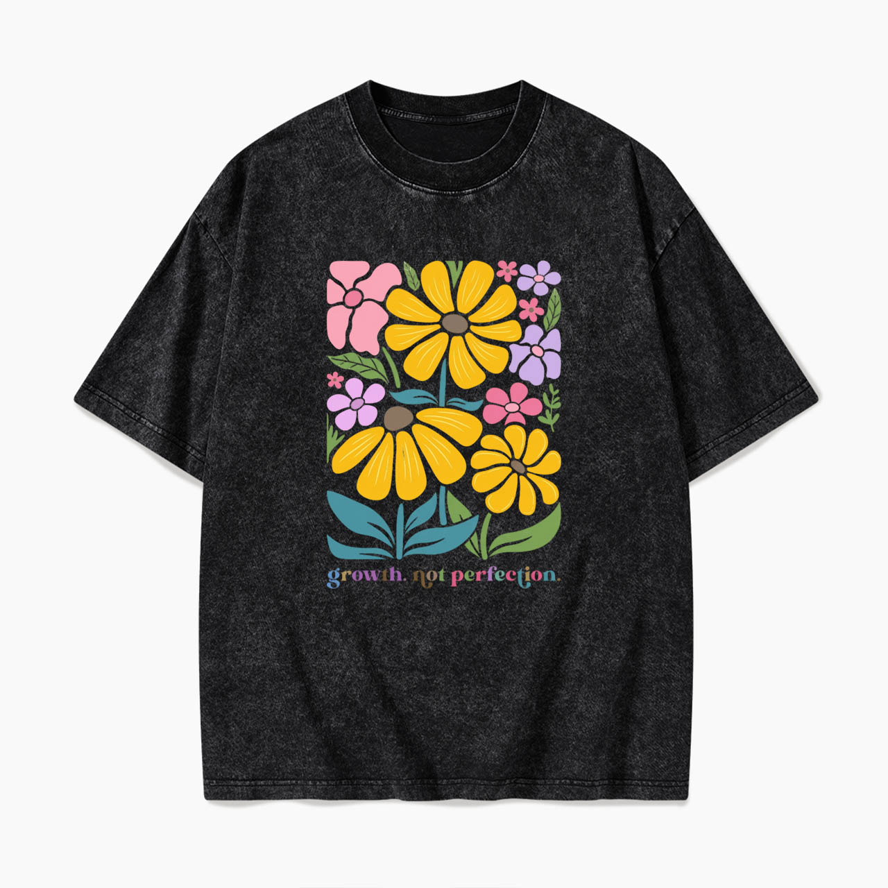 Growth Not Perfection Floral Washed Tees