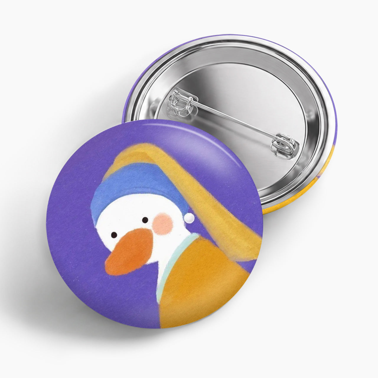 Cute Duck in Headscarf Art Pin Badge