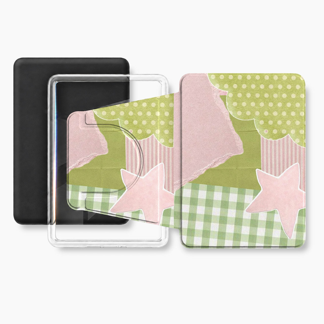 Soft Pink Green Gingham Kindle Case