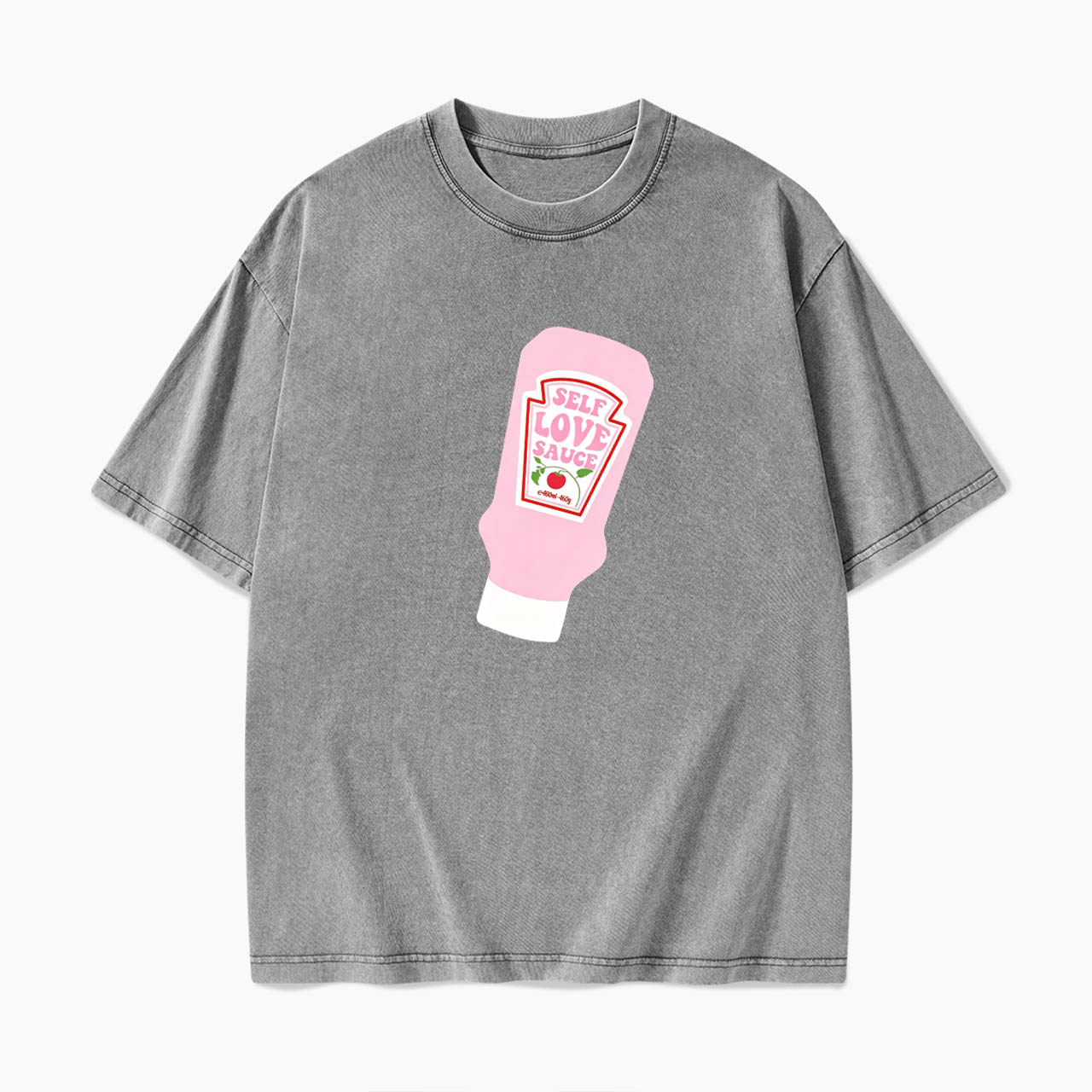 Pink Self Love Sauce Bottle Washed Tees