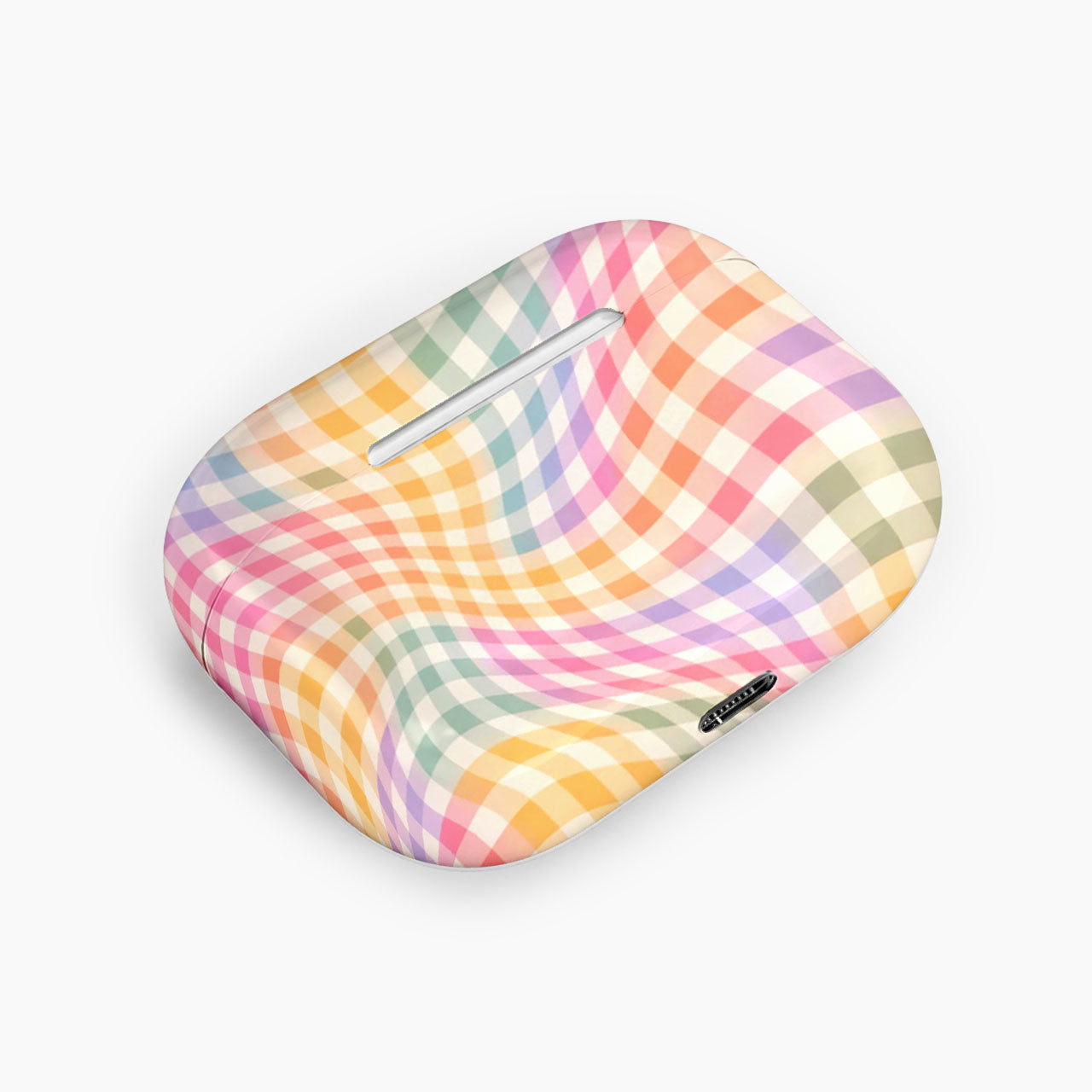 Wavy Rainbow Gingham Earphone Case