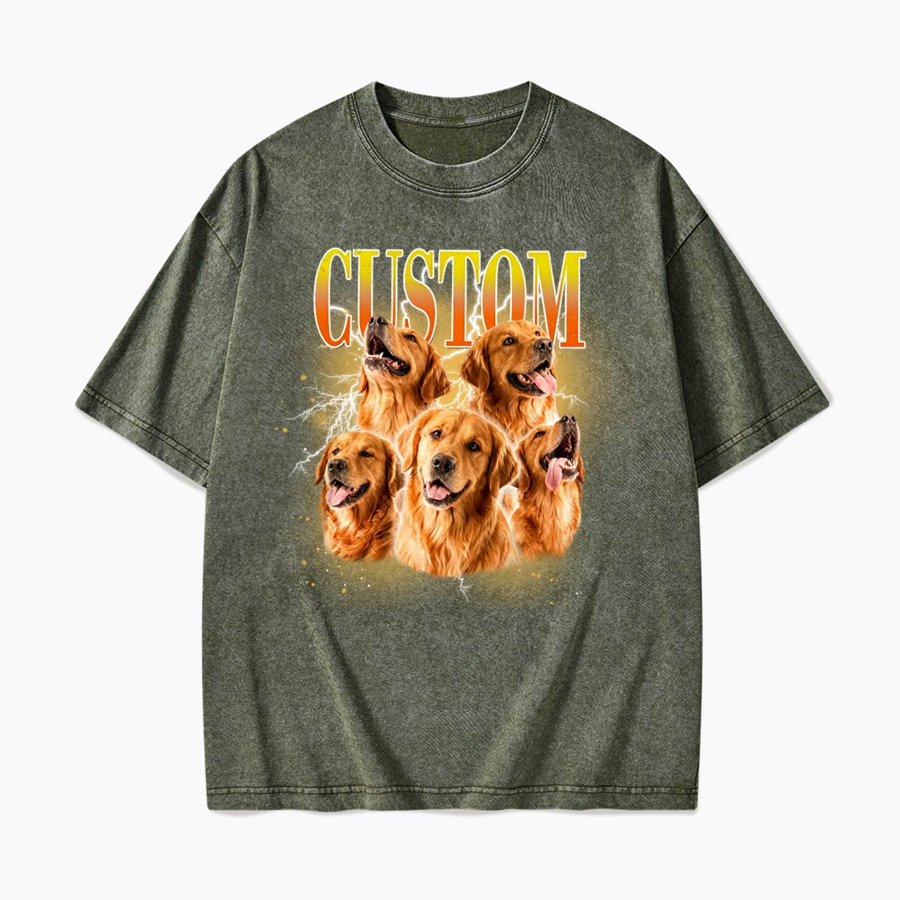 Personalized Vintage Pet Photo Name Washed Tees