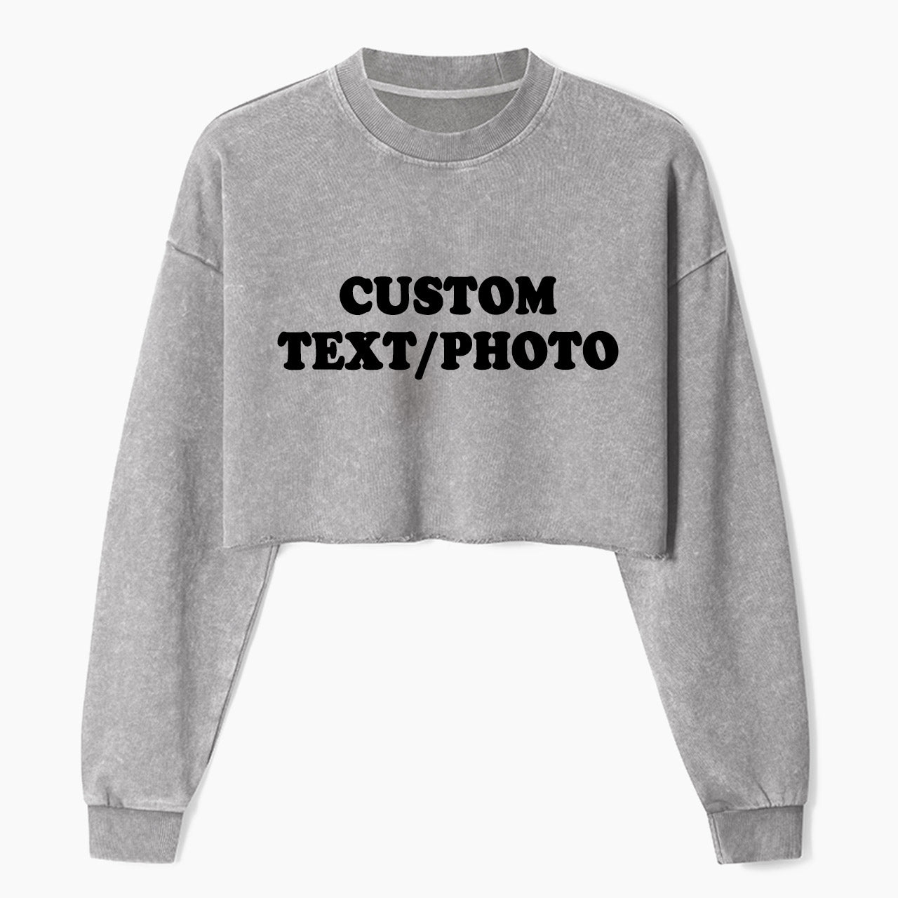 Custom Personalized Text Photo Crop Washed Sweatshirts Jellypine