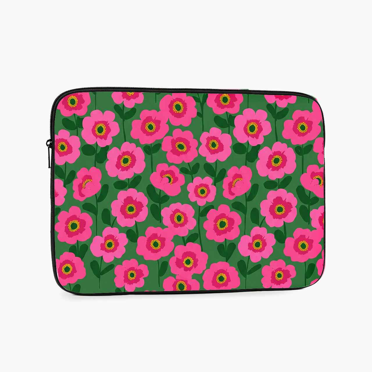 Green Garden Pink Flower Laptop Sleeve