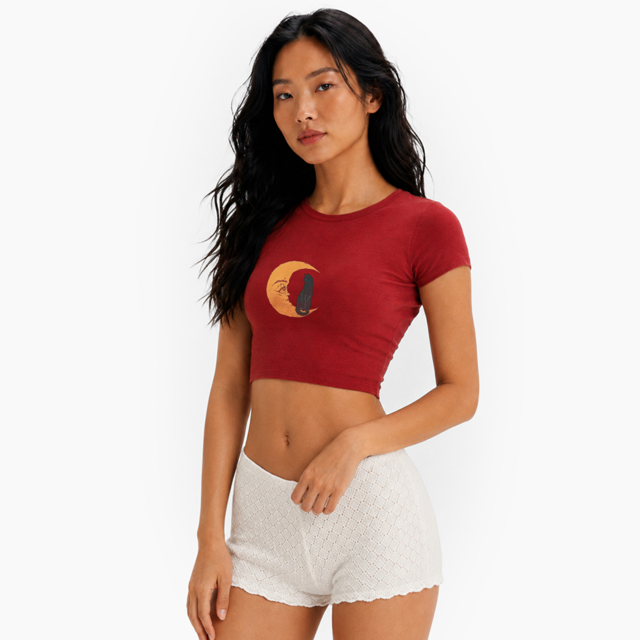 Black Cat Moon Baby Tee
