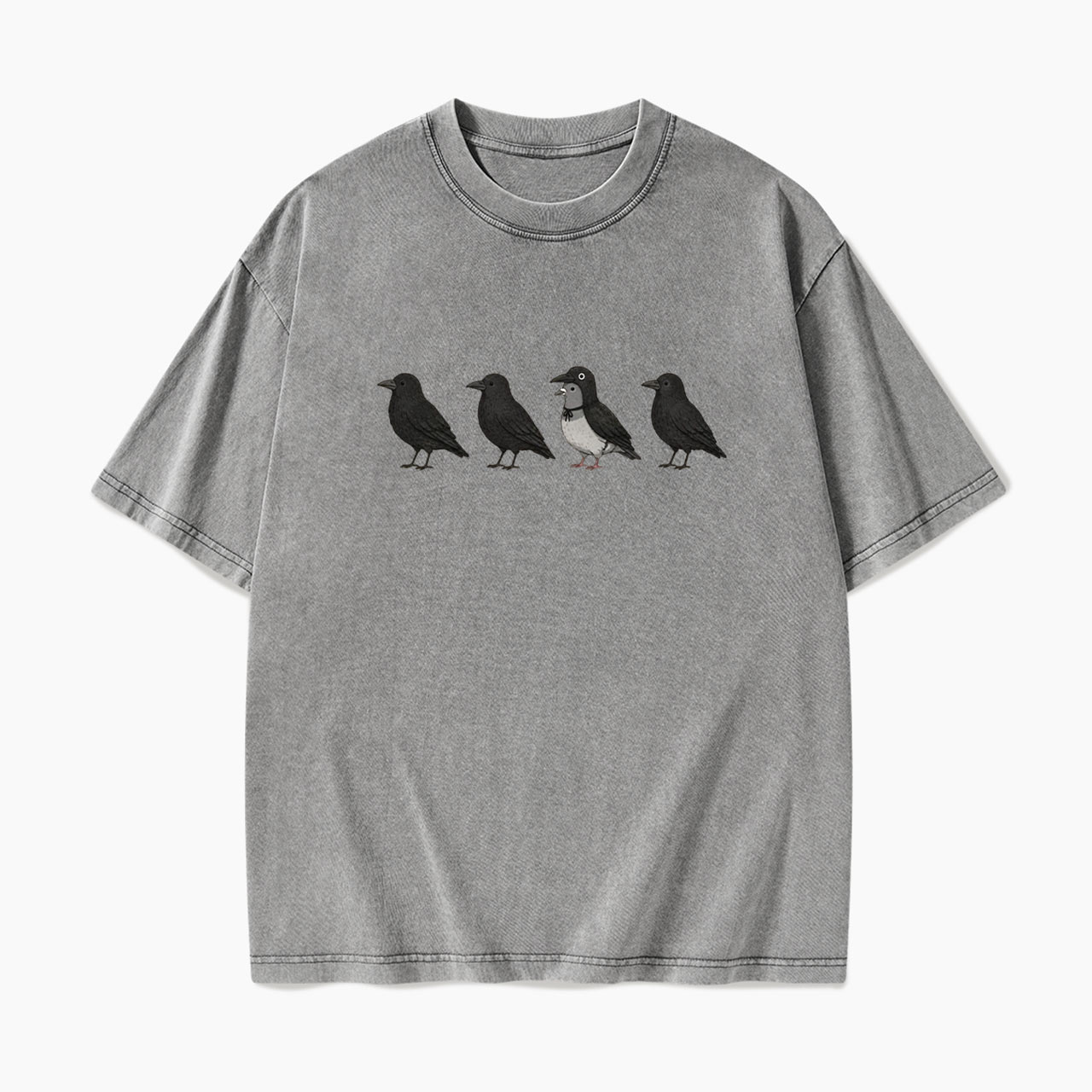 Funny Crow Pigeon Halloween Washed Tees