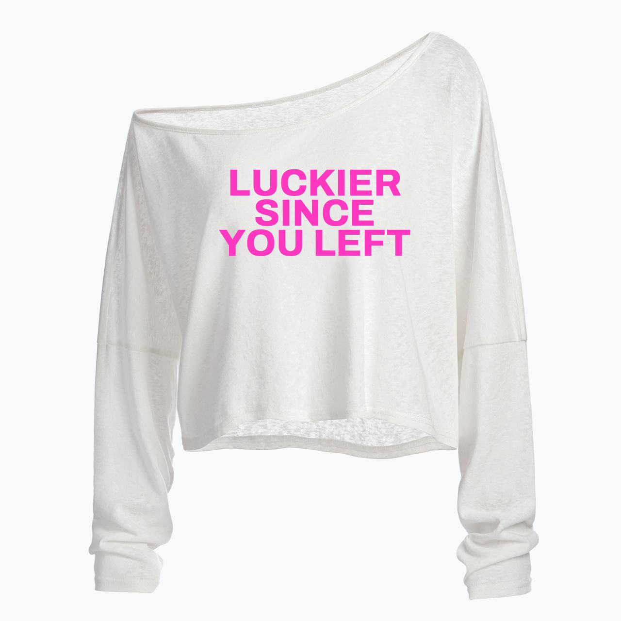 Luckier Since You Left Off Shoulder Long Sleeve Crop Top