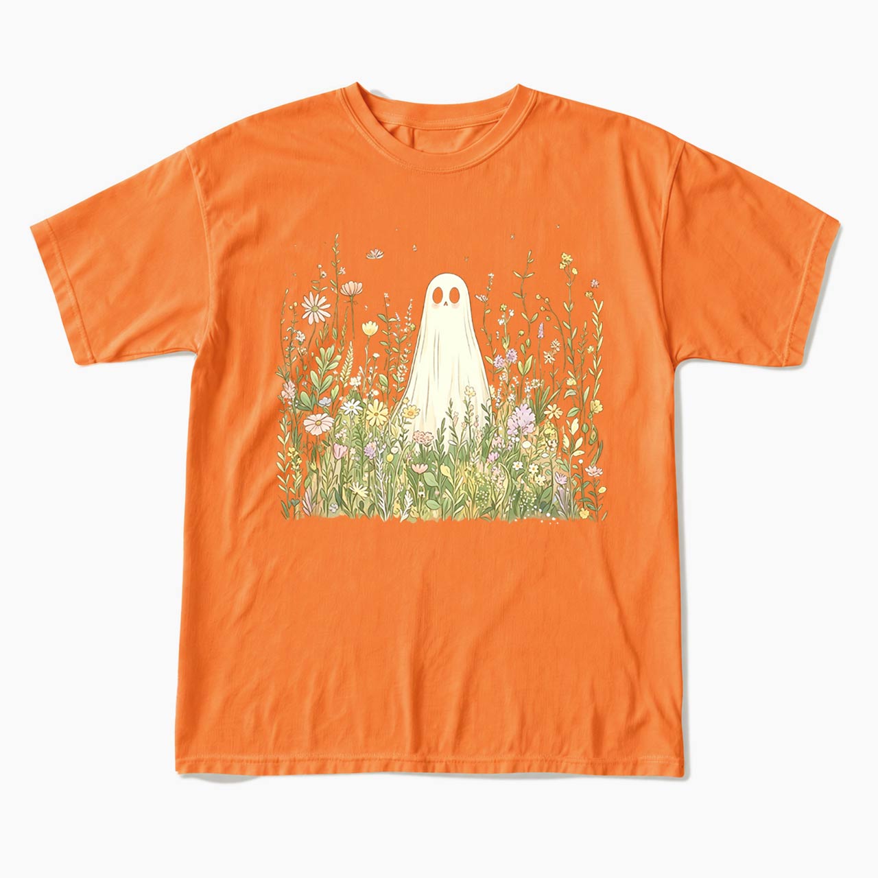 Cute Ghost with Wildflowers T Shirts