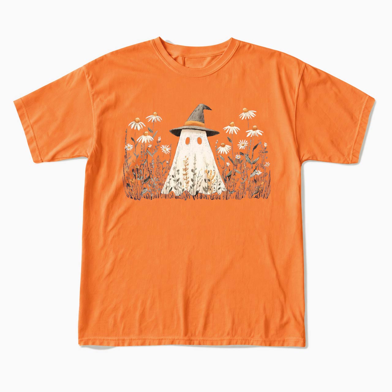 Floral Ghost Halloween T Shirts