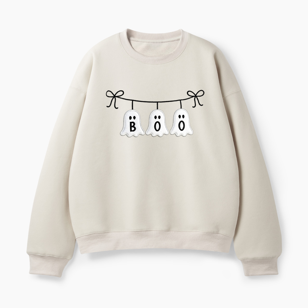 Embroidered Ghost Boo Halloween Classic Sweatshirt