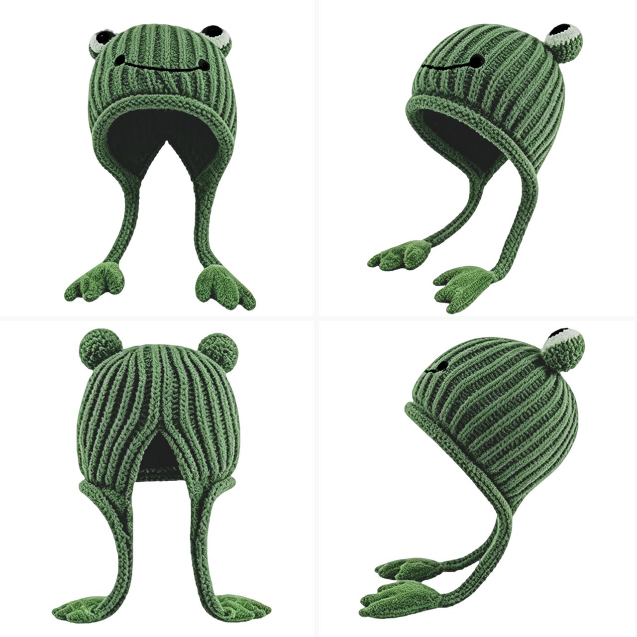 Frog Knitted Beanie with Ear Flaps Jellypine