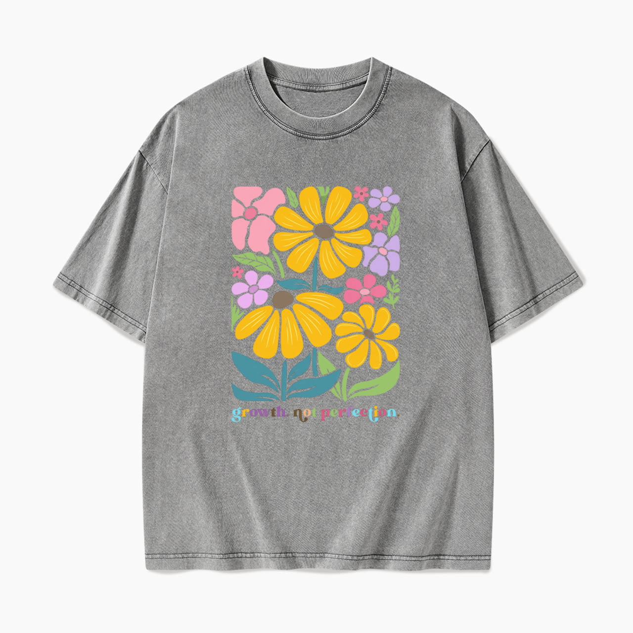Growth Not Perfection Floral Washed Tees
