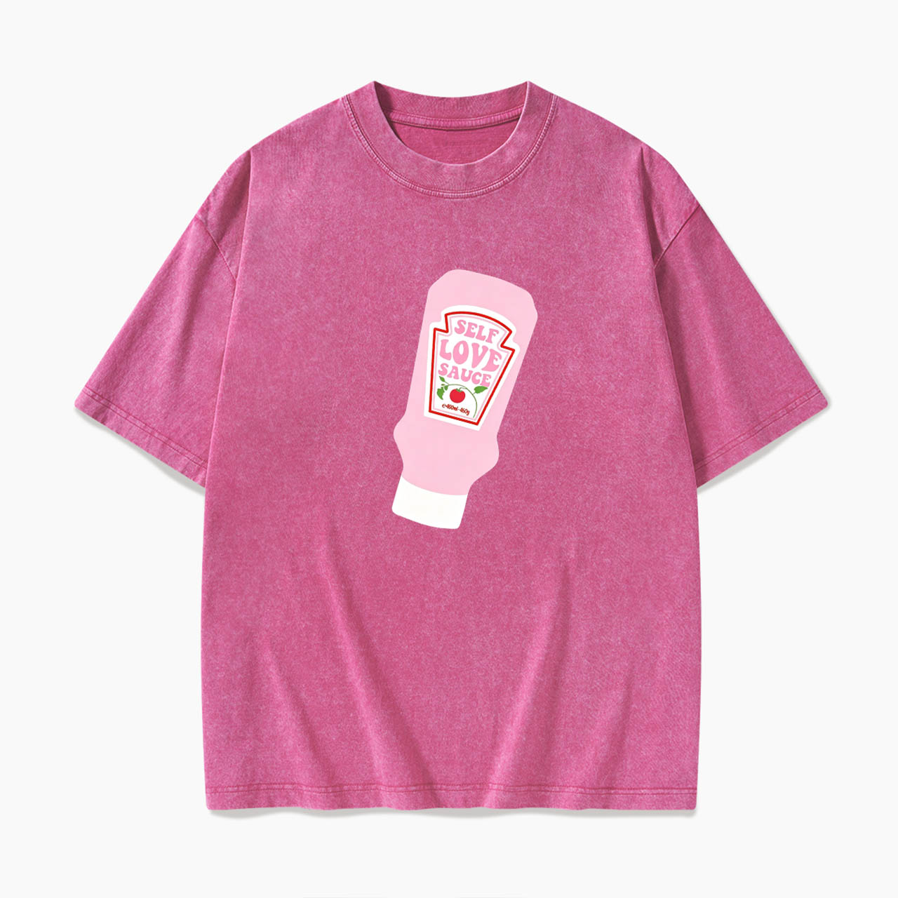 Pink Self Love Sauce Bottle Washed Tees