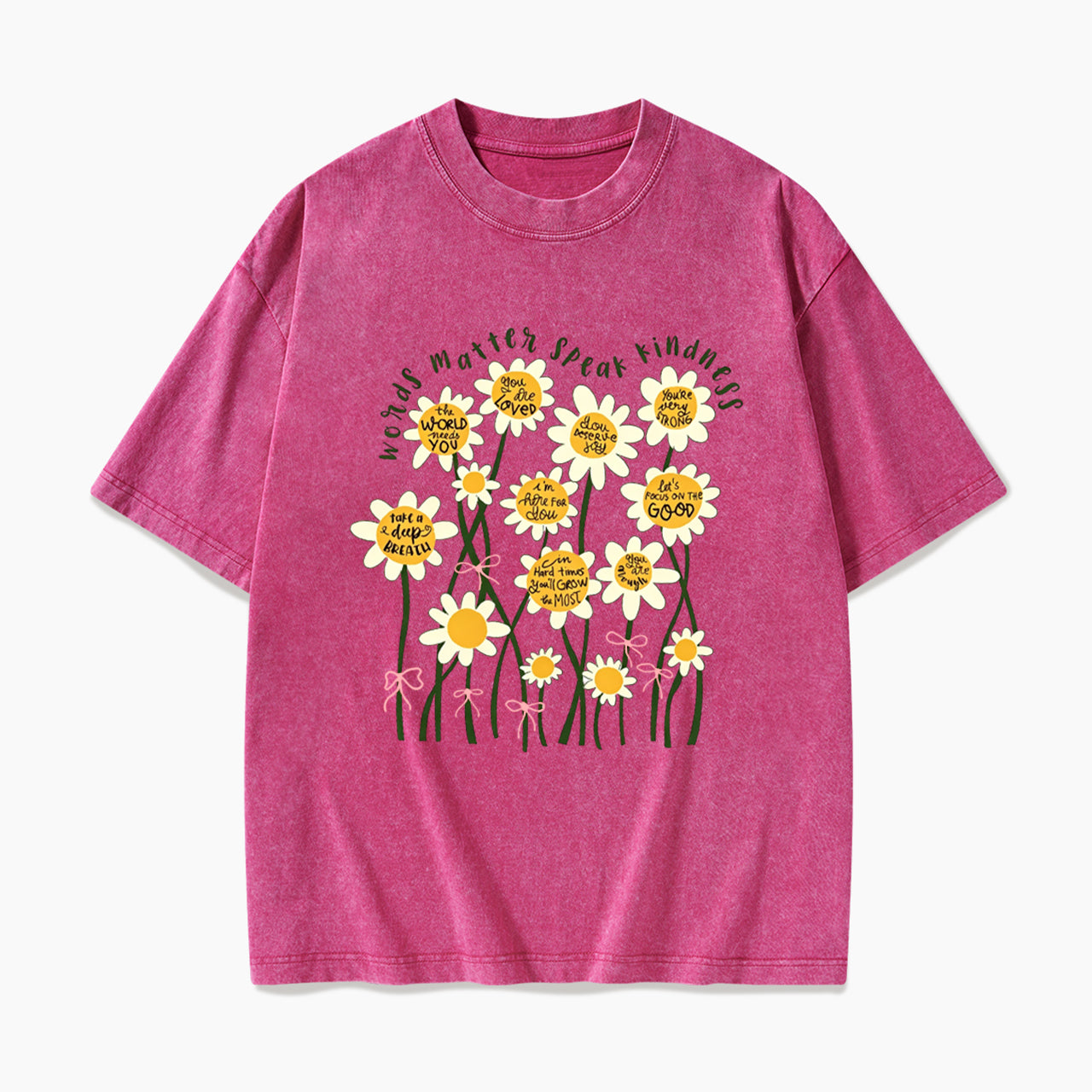 Daisy Flower Motivation Saying Washed Tees