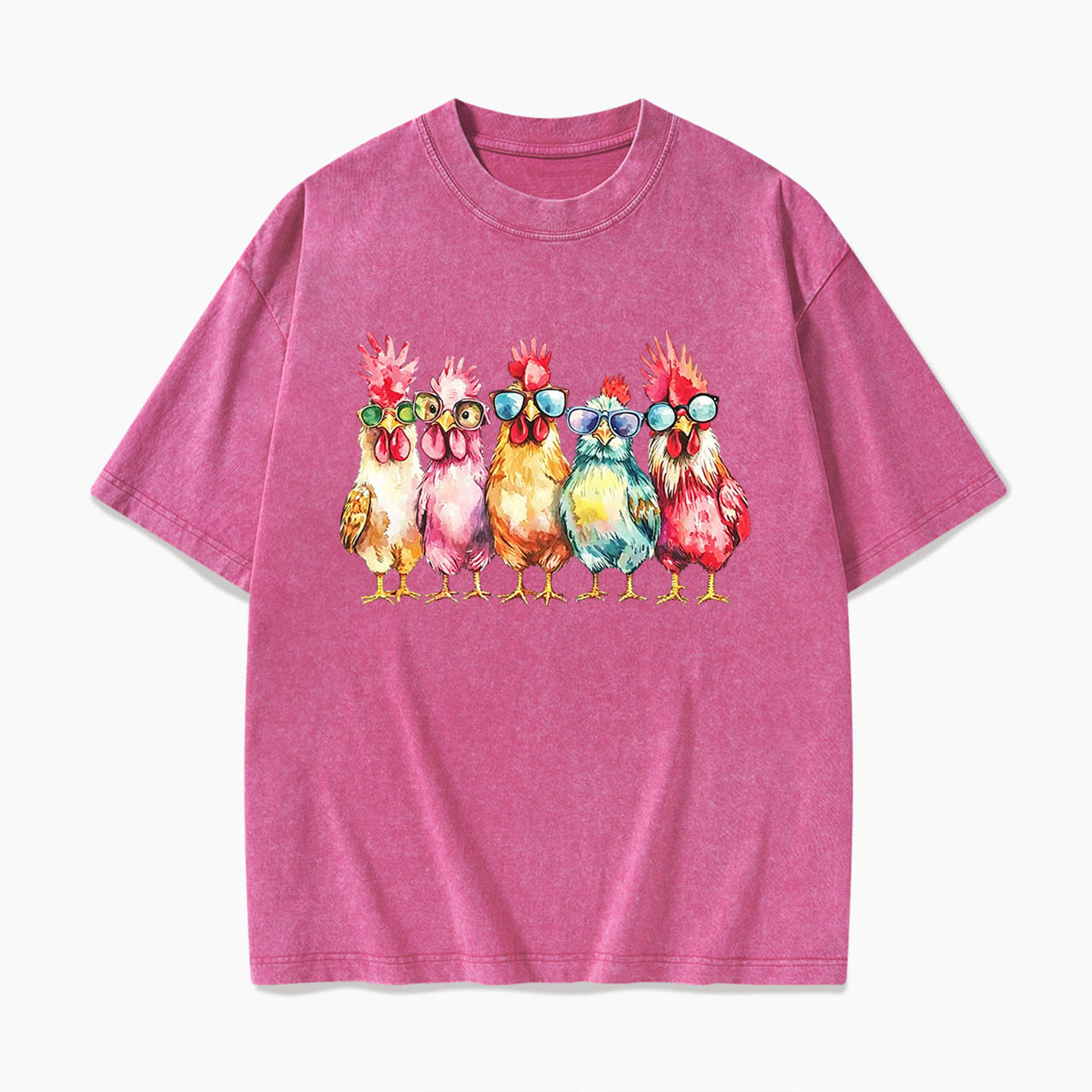 Funny Farmer Chicken Washed Tees