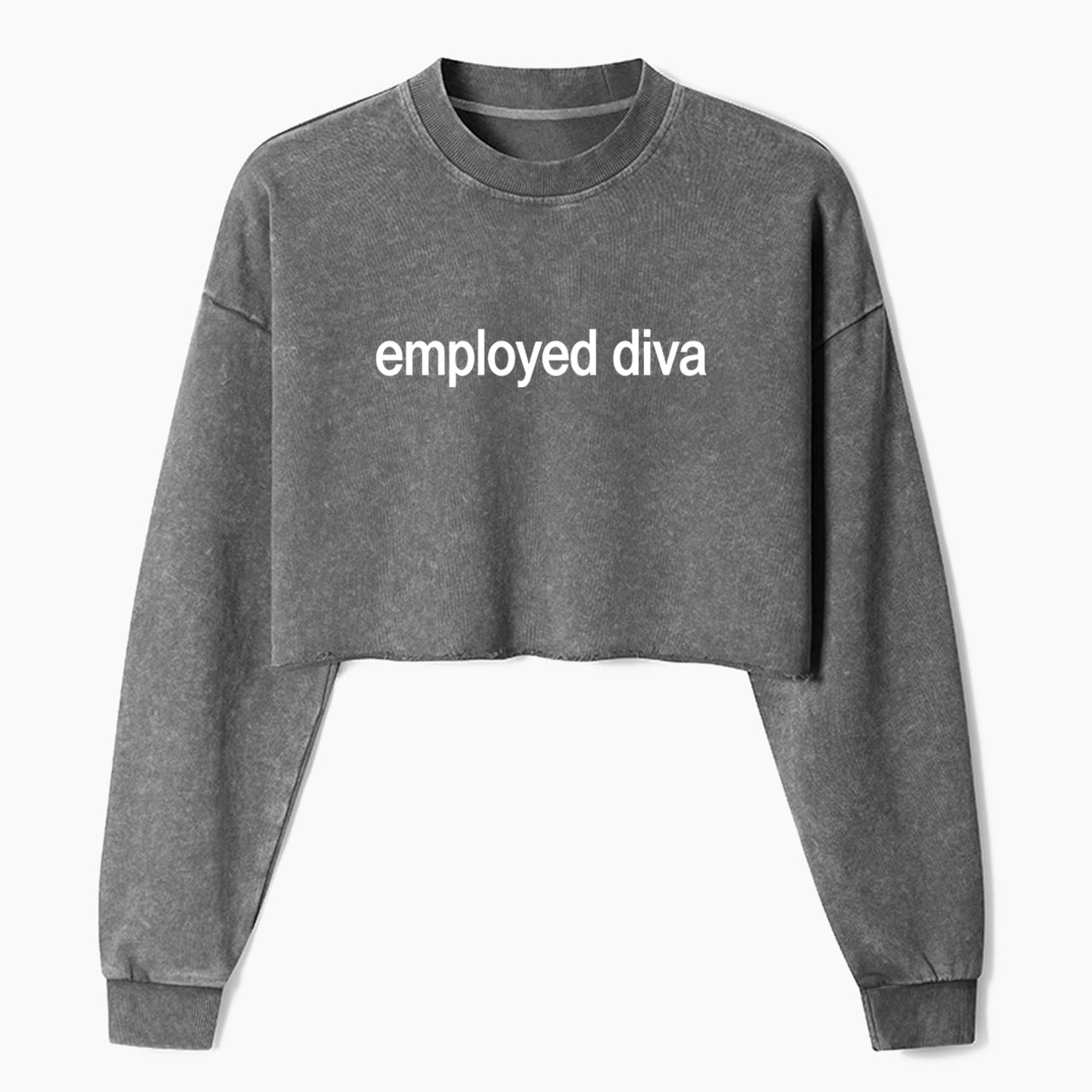 Employed Diva Crop Washed Sweatshirts